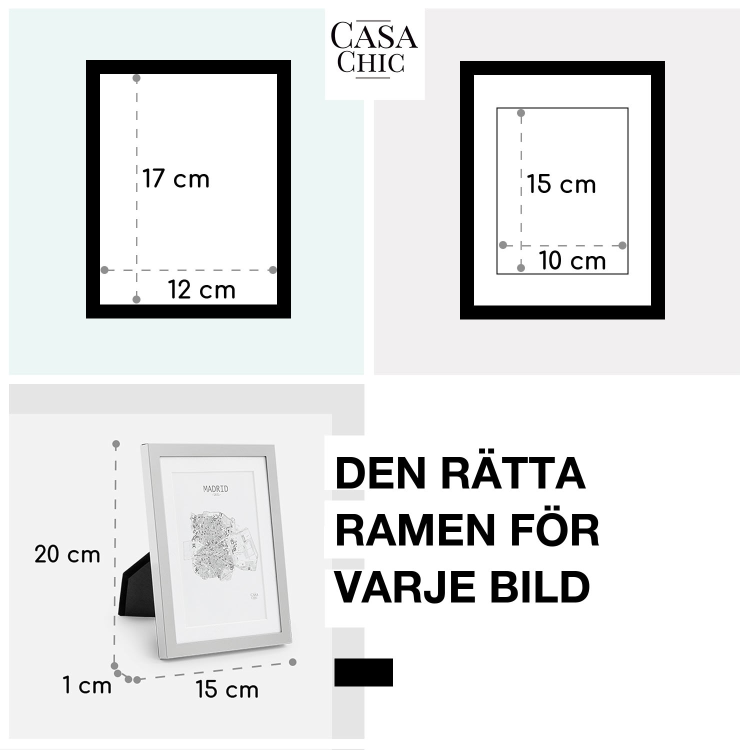Berwick Fotoram rektangulär 17 x 12 cm foton passepartout trä Silver Krom