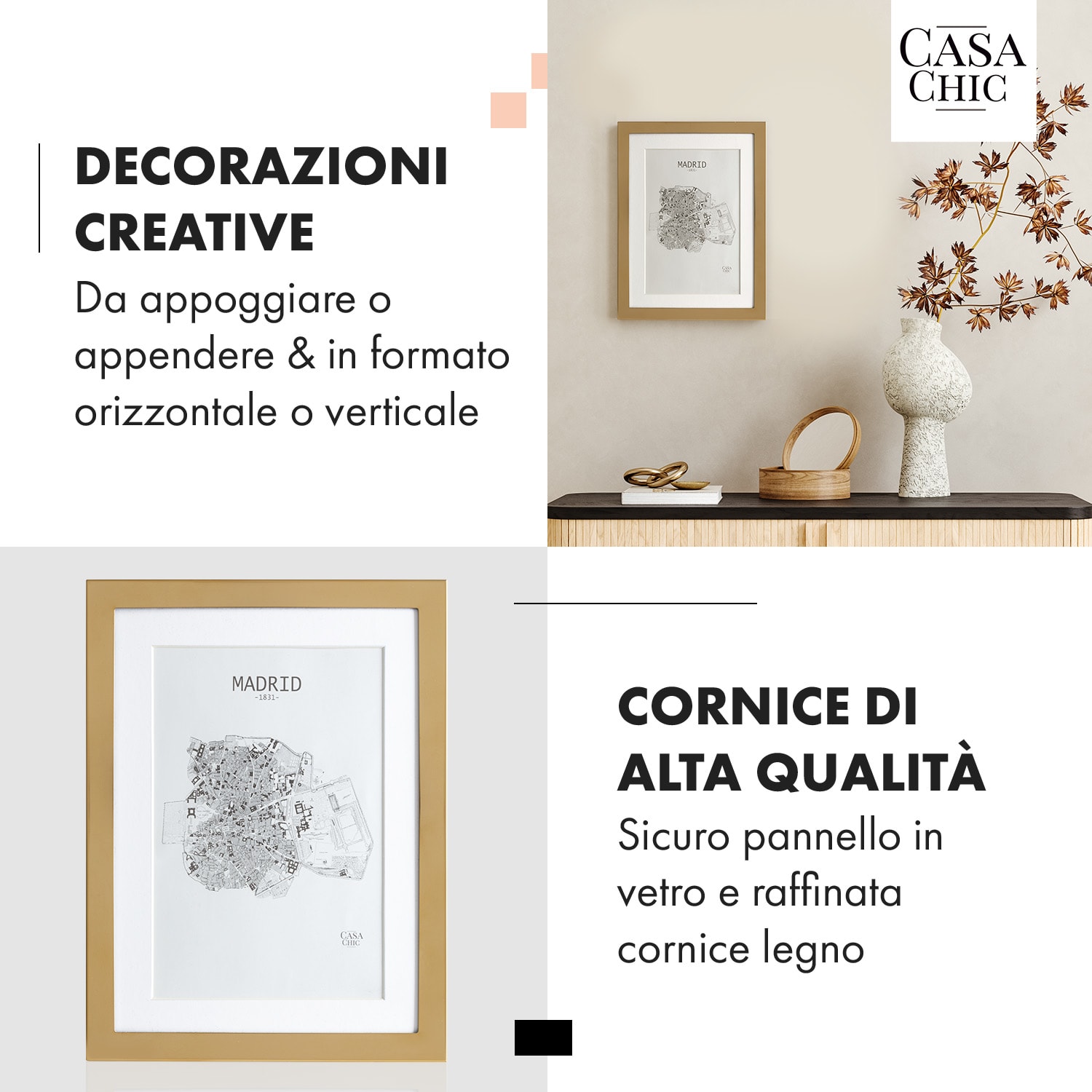 Berwick cornice, rettangolare, foto 17 x 12 cm, passepartout, vetro Oro antico metallizzato