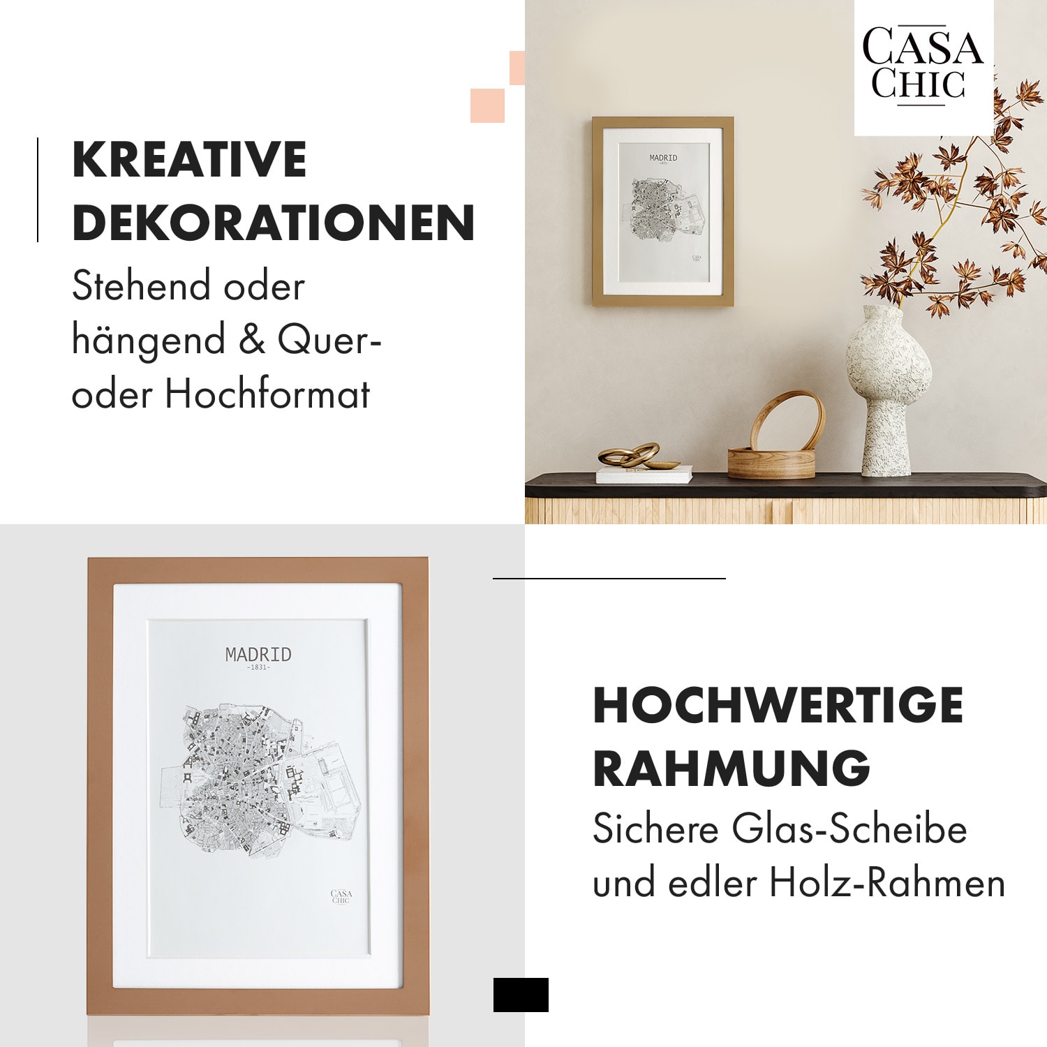 Berwick Bilderrahmen rechteckig 17 x 12 cm Fotos Passepartout Glas 