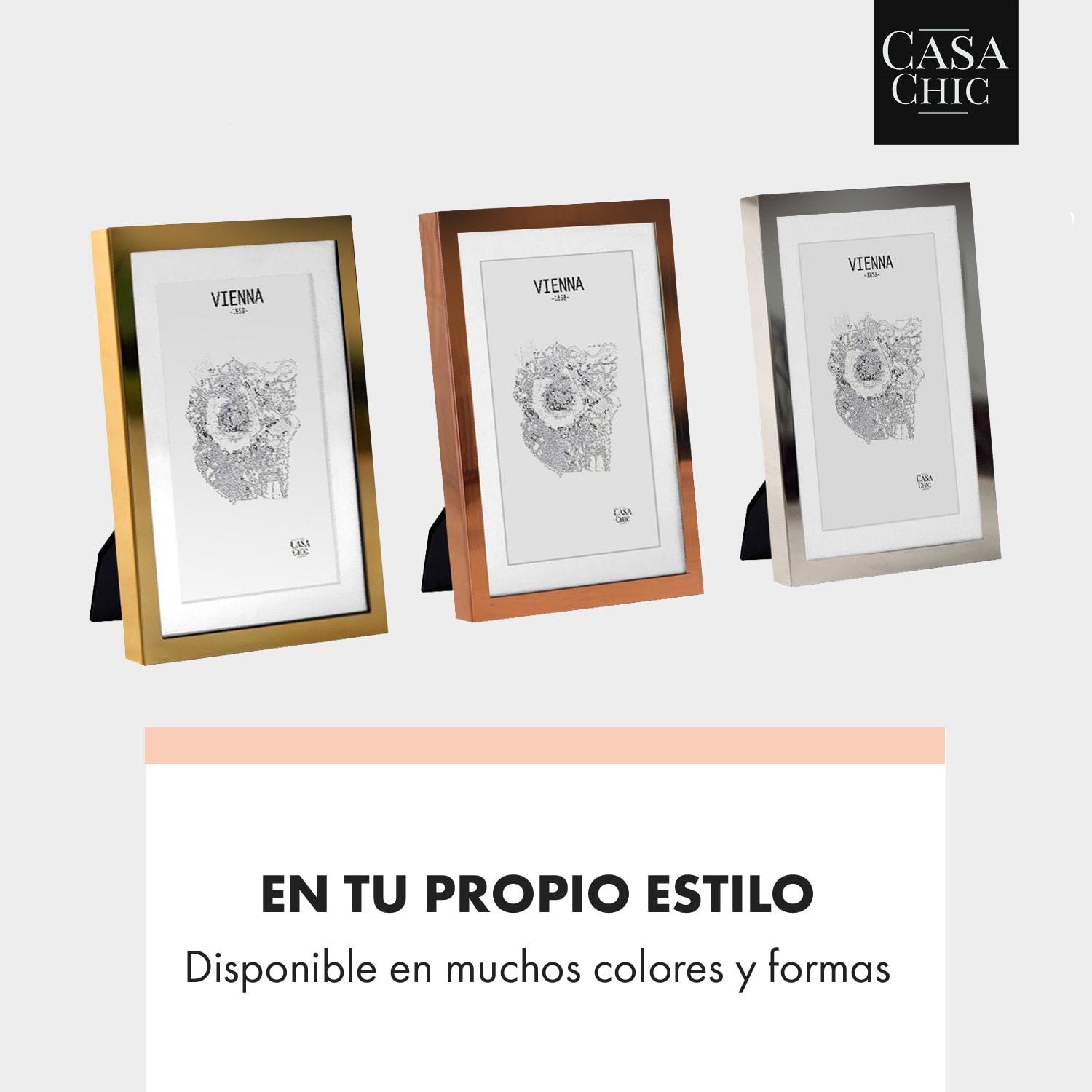 Marco de fotos Berwick Rectangular 17 x 12 cm Fotos Paspartú Vidrio Cobre Metálico