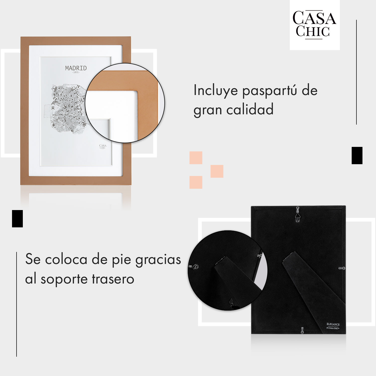 Marco de fotos Berwick Rectangular 17 x 12 cm Fotos Paspartú Vidrio Cobre Metálico