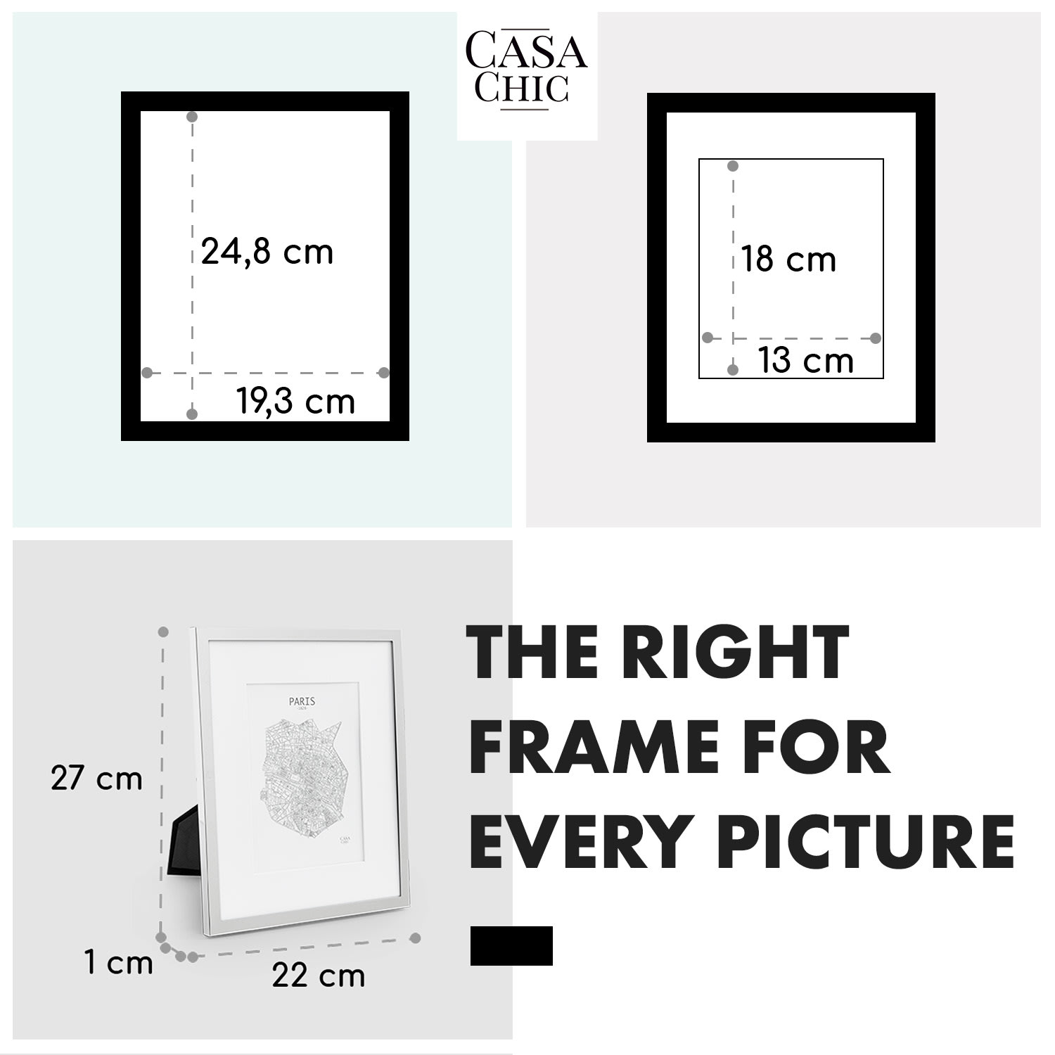 Berwick, okvir za slike, pravokutni, fotografije 24,8 x 19,3 cm, nosač, staklo Srebrni krom