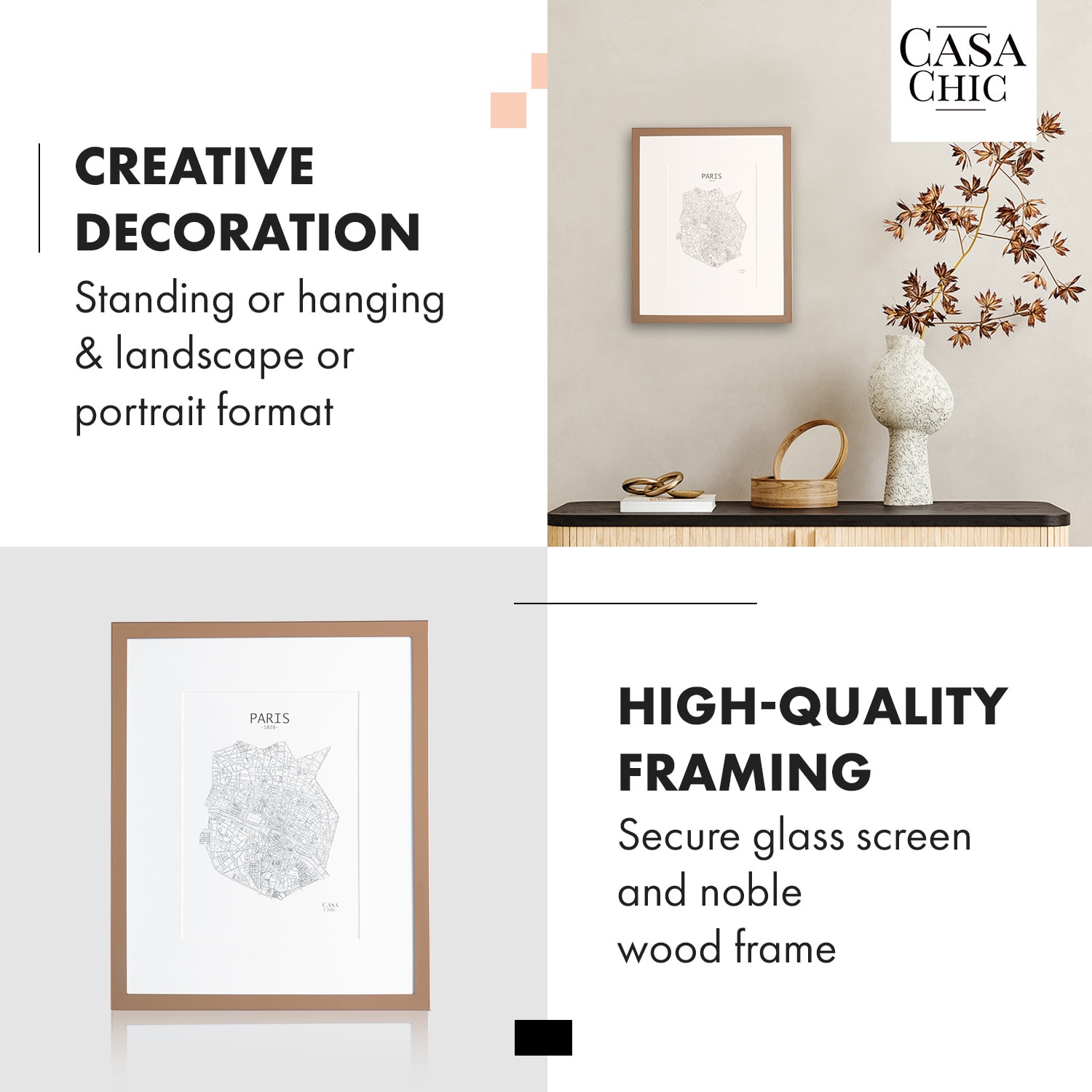 Berwick fotolijst rechthoekig 24,8 x 19,3 cm foto's passe-partout glas Koper Metallic