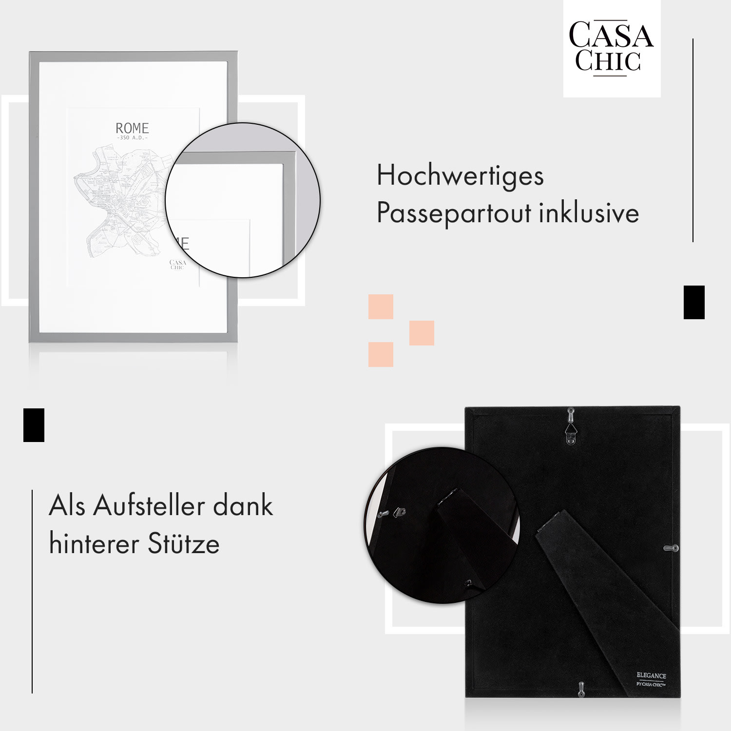 Berwick Bilderrahmen rechteckig DIN A4 cm Fotos Passepartout Glas