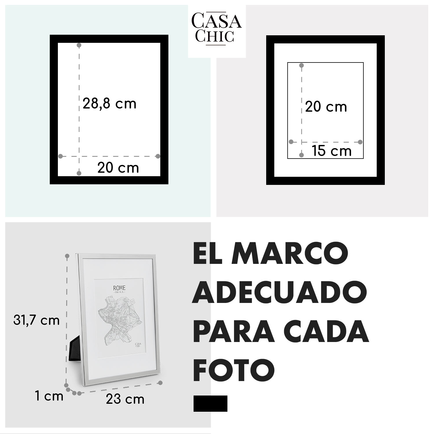 Marco de fotos Berwick Rectangular DIN A4 Fotos Paspartú Vidrio Cromo Plateado