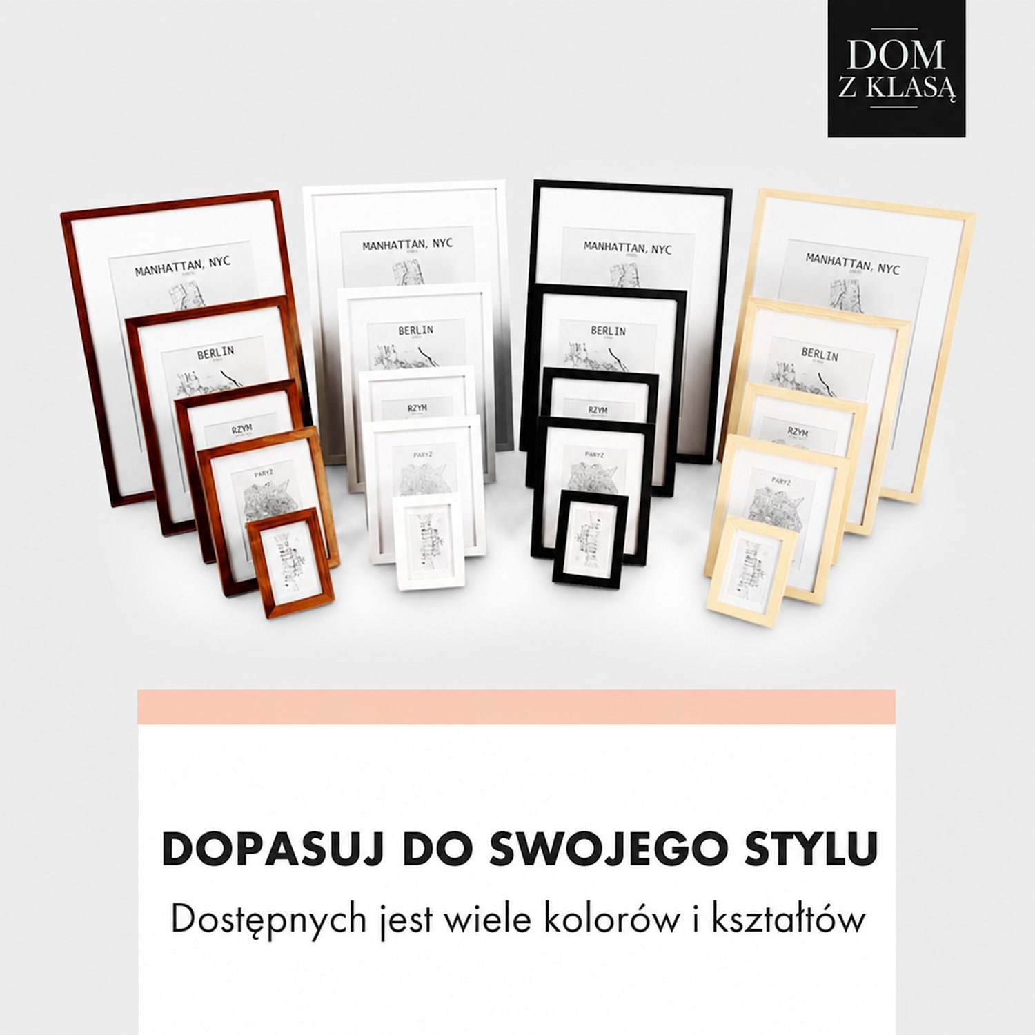 Berwick, ramka na zdjęcia, prostokątna, zdjęcia A4, passe-partout, szkło Srebrny Chrom