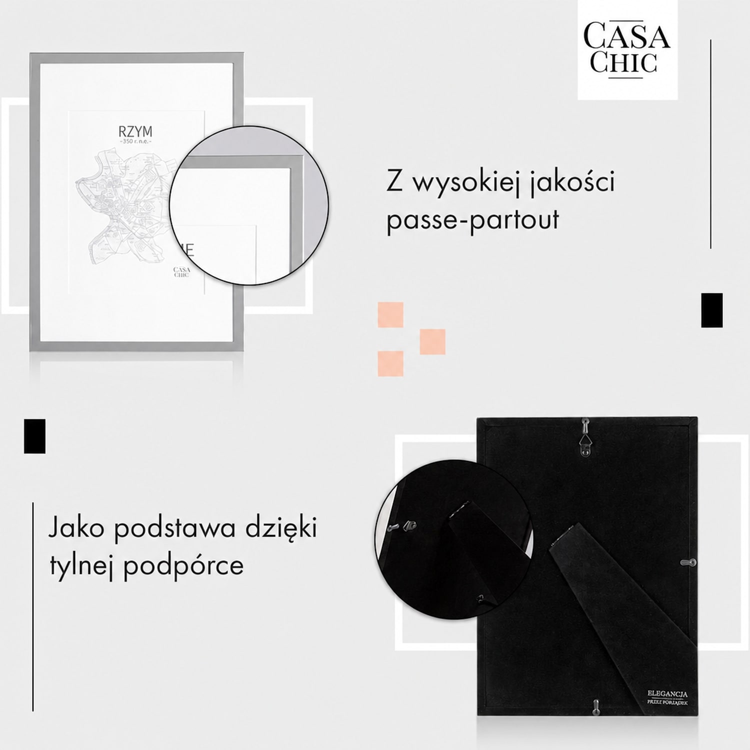 Berwick, ramka na zdjęcia, prostokątna, zdjęcia A4, passe-partout, szkło Srebrny Chrom