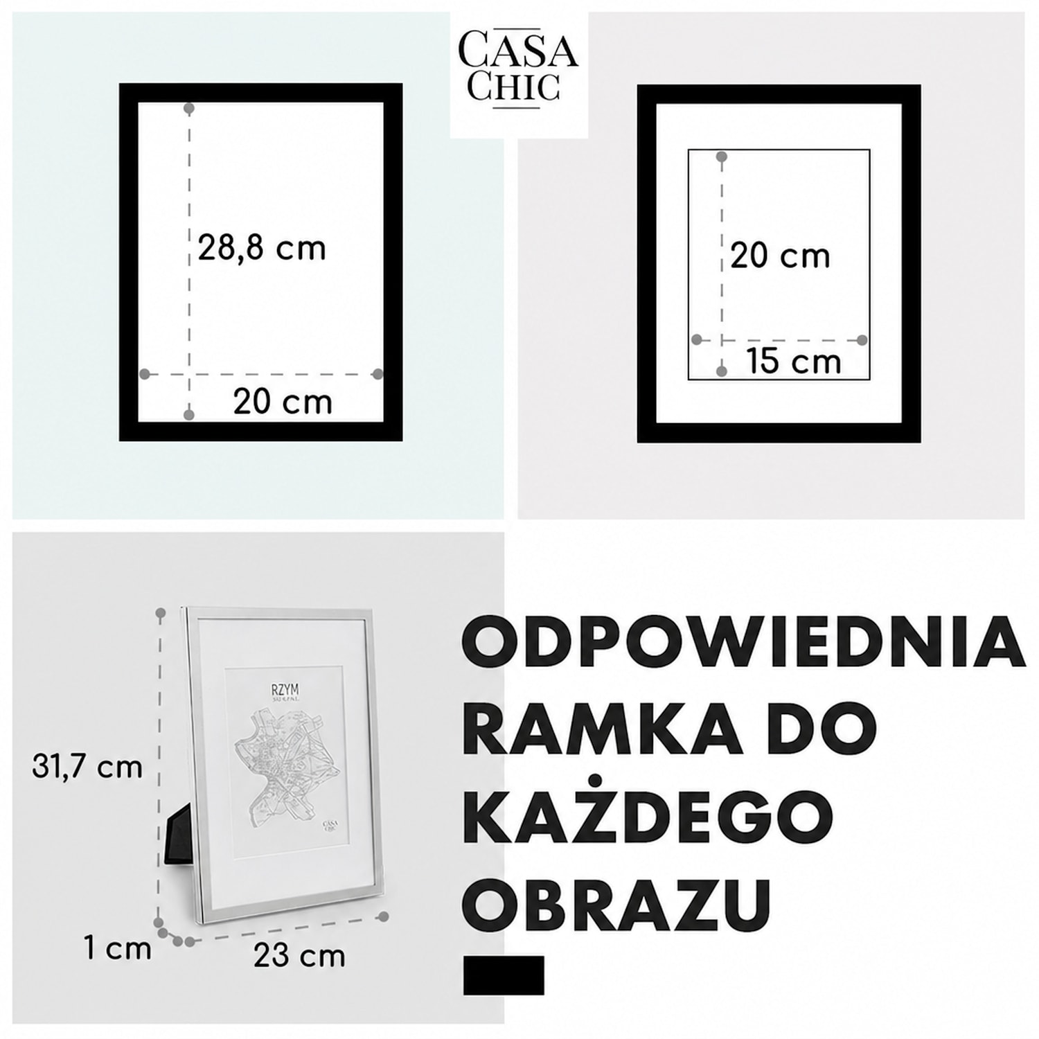 Berwick, ramka na zdjęcia, prostokątna, zdjęcia A4, passe-partout, szkło Srebrny Chrom