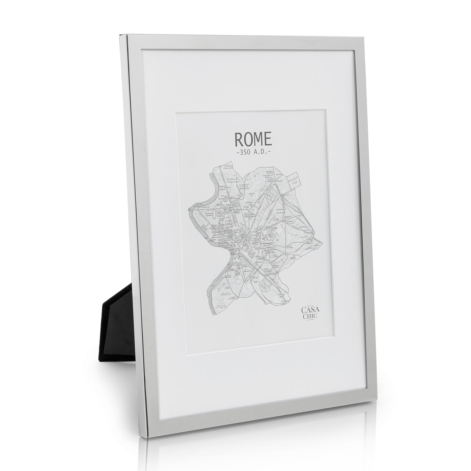 Berwick, képkeret, téglalap alakú, DIN A4 fényképek, paszpartu, üveg Ezüst króm