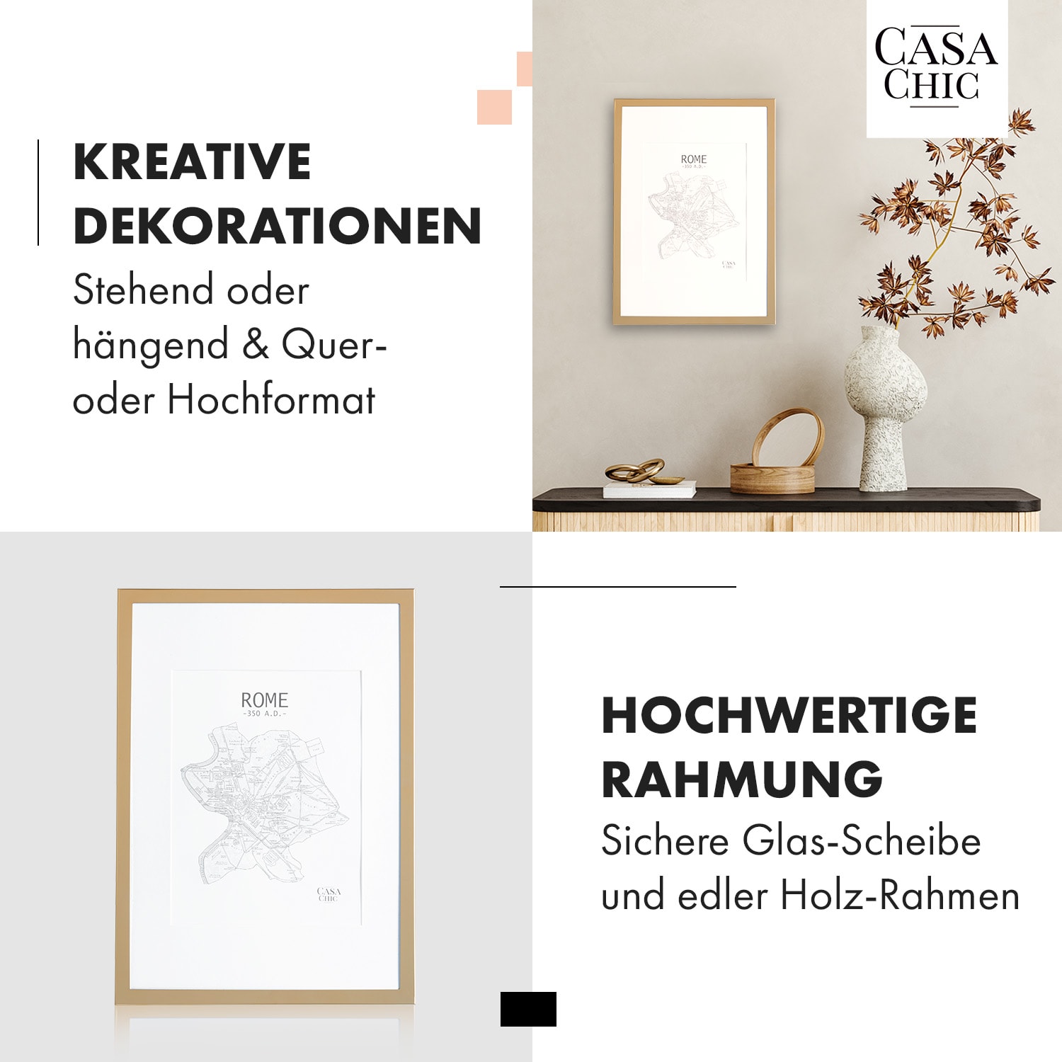 Berwick Bilderrahmen rechteckig DIN A4 cm Fotos Passepartout Glas 