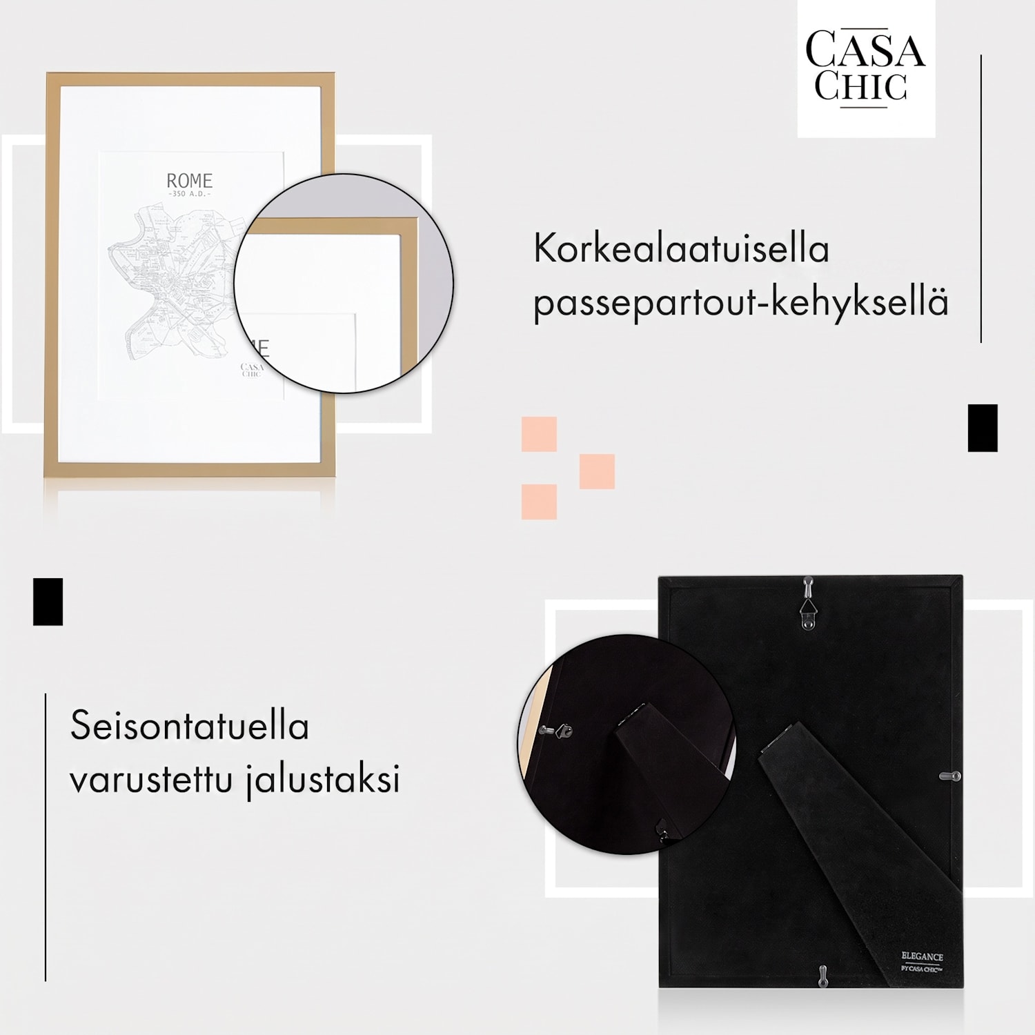 Berwick-kuvakehys suorakulmainen DIN A4 cm valokuvat paspartuuri lasia Antiikki Kulta Metallinen