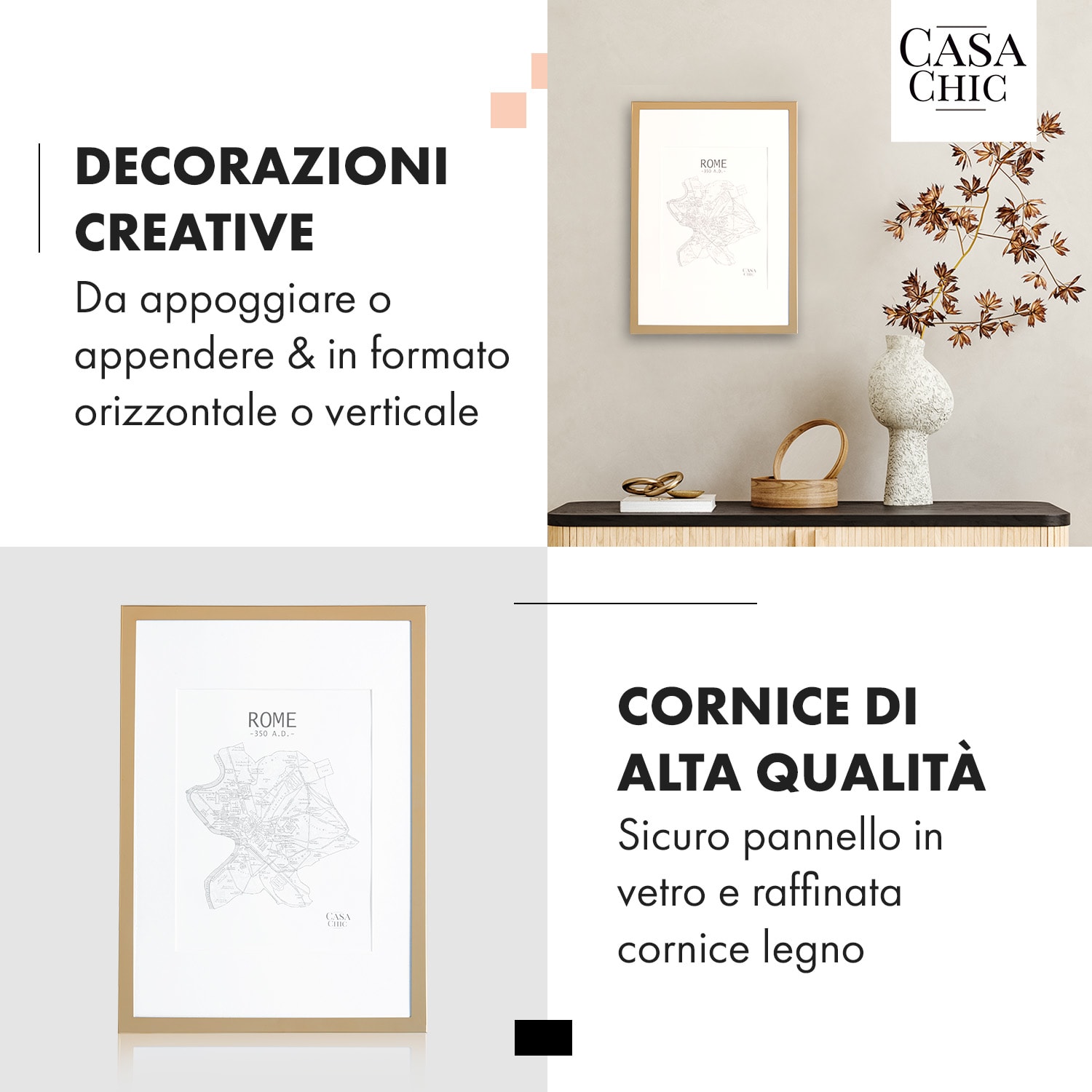 Berwick cornice, rettangolare, foto DIN A4 cm, passepartout, vetro 