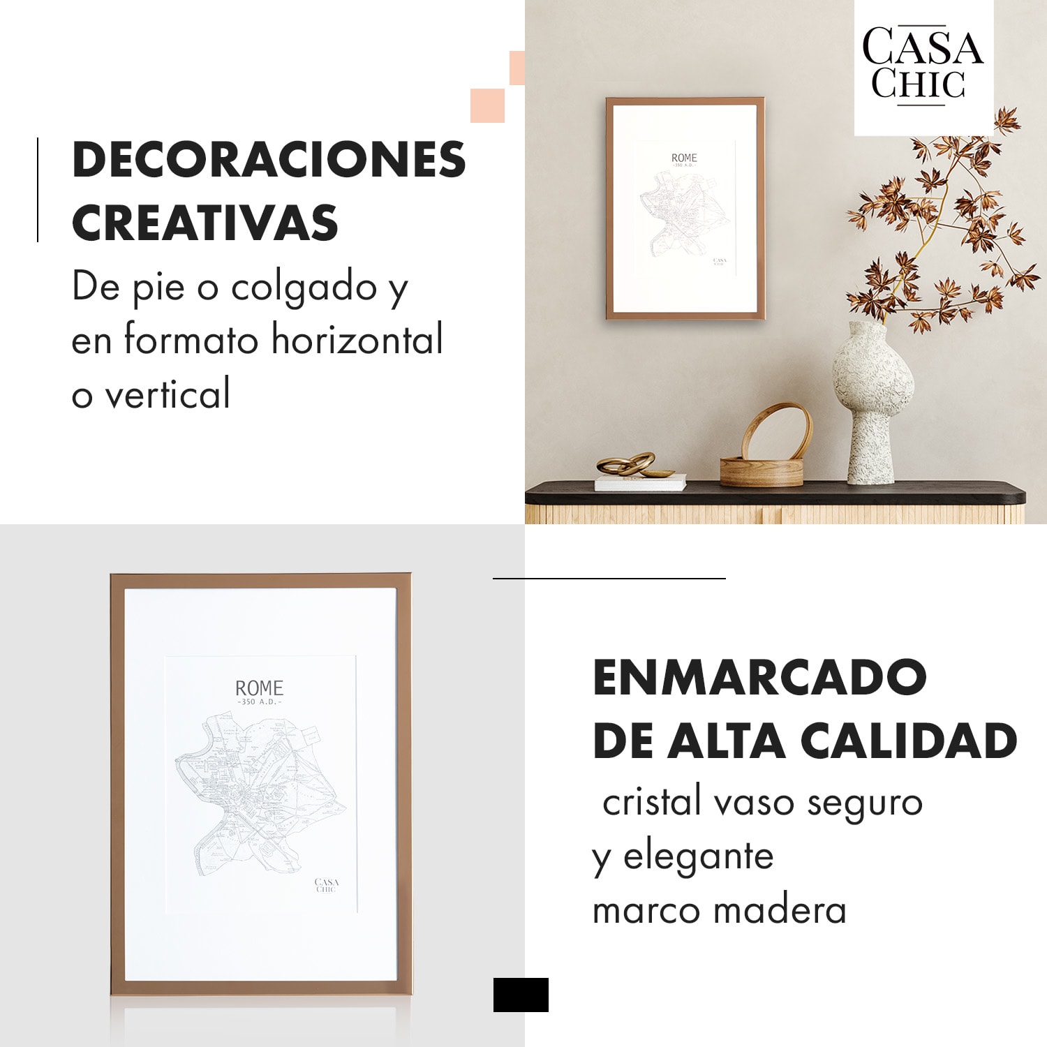 Marco de fotos Berwick Rectangular DIN A4 Fotos Paspartú Vidrio 