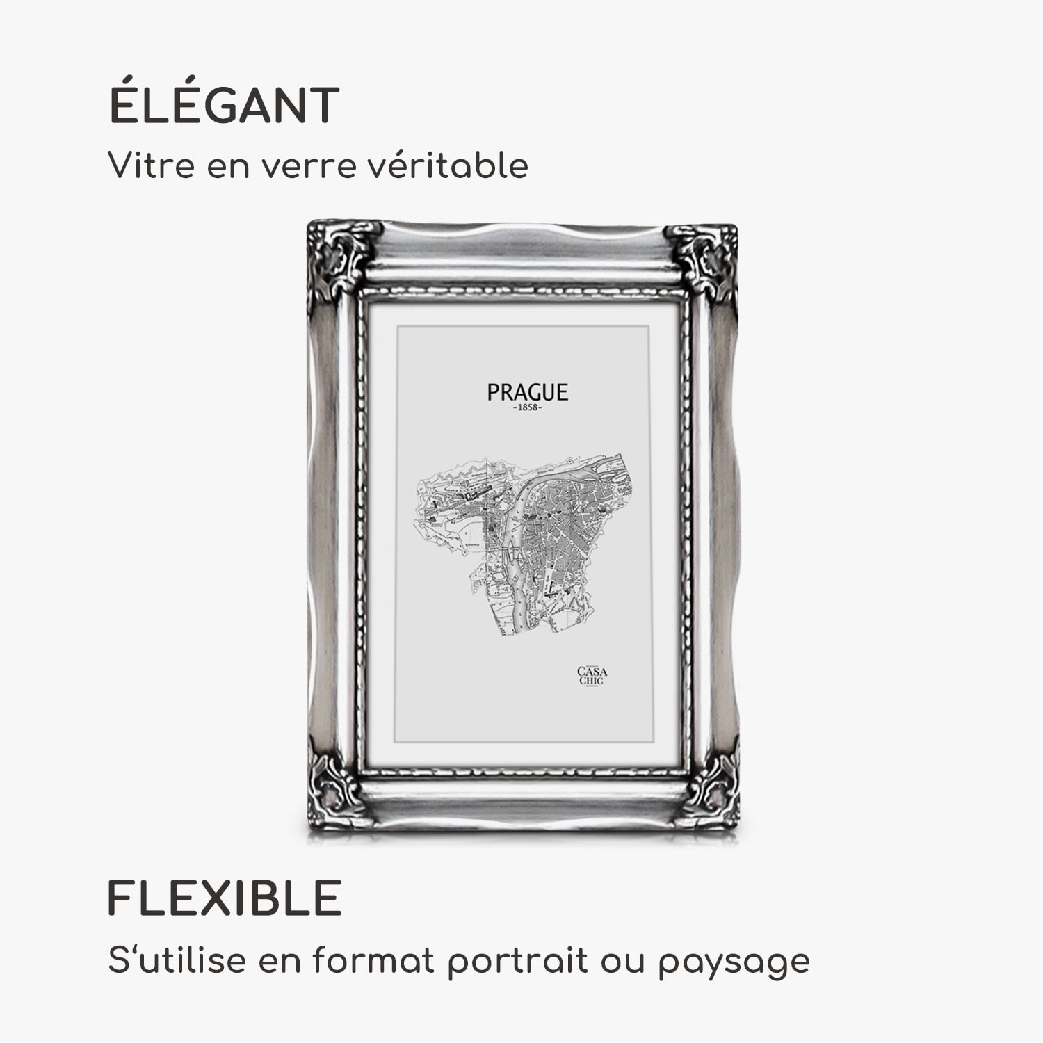 Regent cadre photo rectangulaire 17 x 12 cm photos passe-partout verre rococo