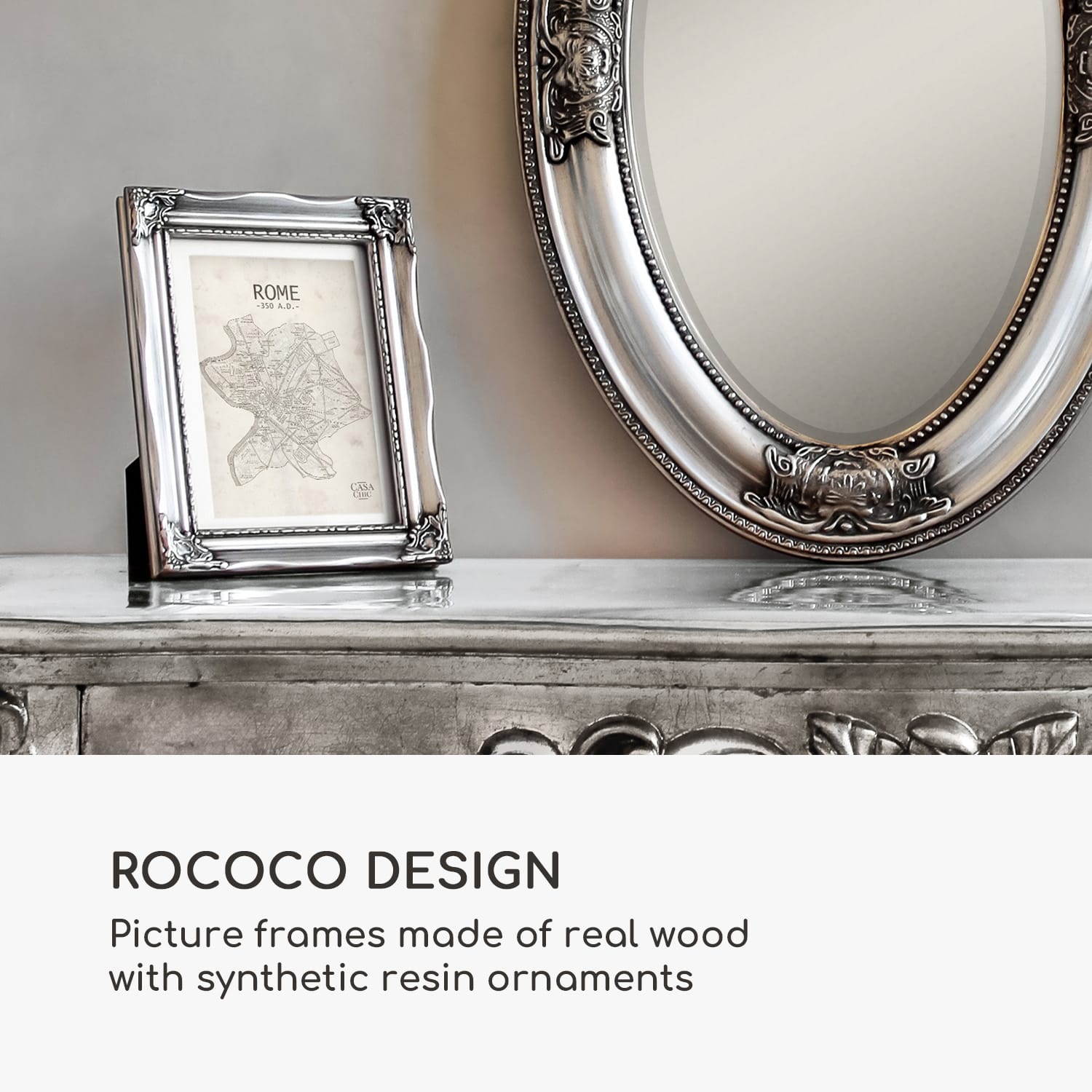 Regent, рамка за картина, правоъгълна, 17 × 12 cm снимки, паспарту, стъкло, рококо 