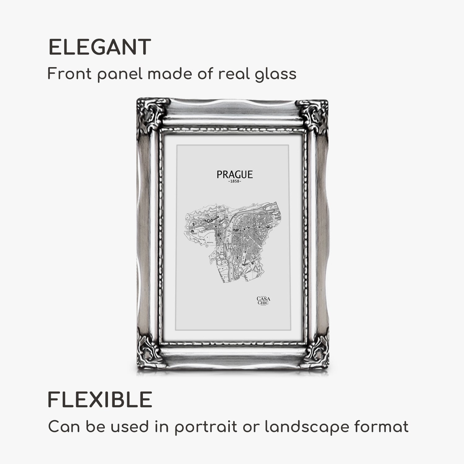 Regent, рамка за картина, правоъгълна, 17 × 12 cm снимки, паспарту, стъкло, рококо 