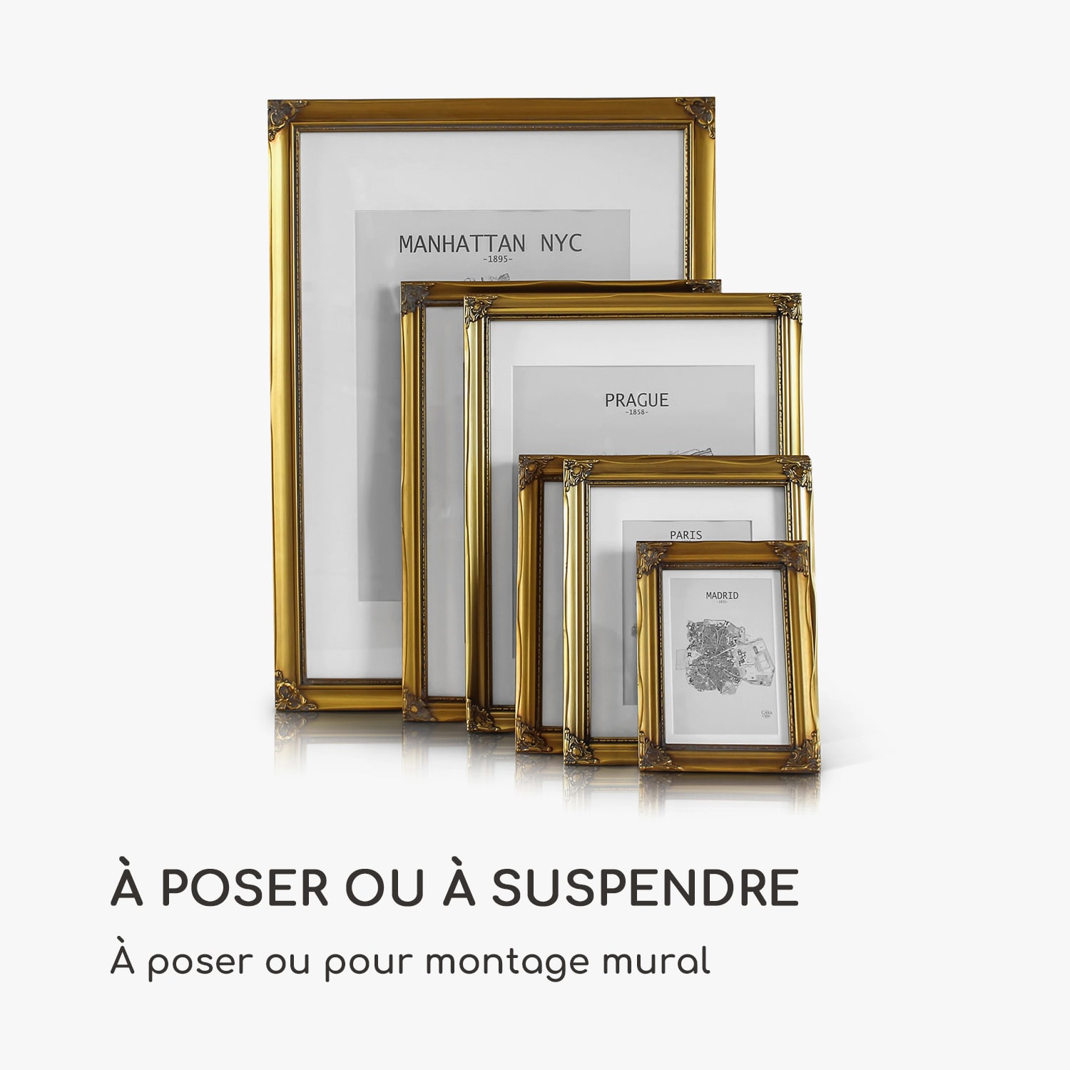 Regent cadre photo rectangulaire 17 x 12 cm photos passe-partout verre rococo 