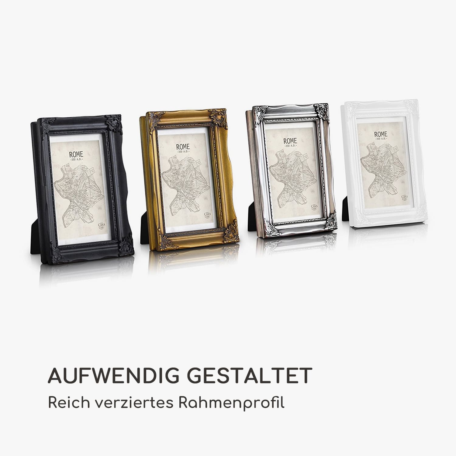 Regent Bilderrahmen rechteckig 17 x 12 cm Fotos Passepartout Glas Rokoko