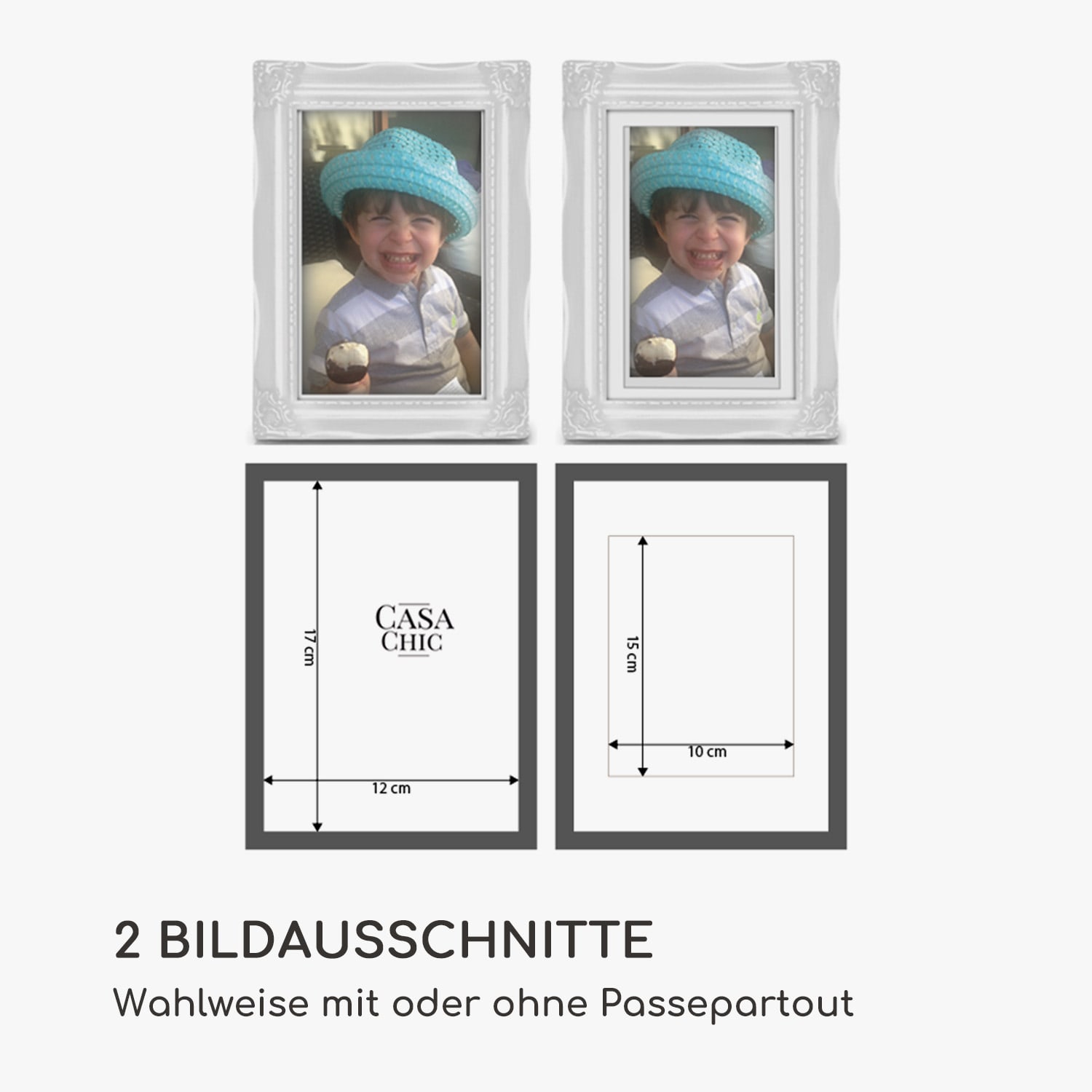 Regent Bilderrahmen rechteckig 17 x 12 cm Fotos Passepartout   Glas Rokoko 