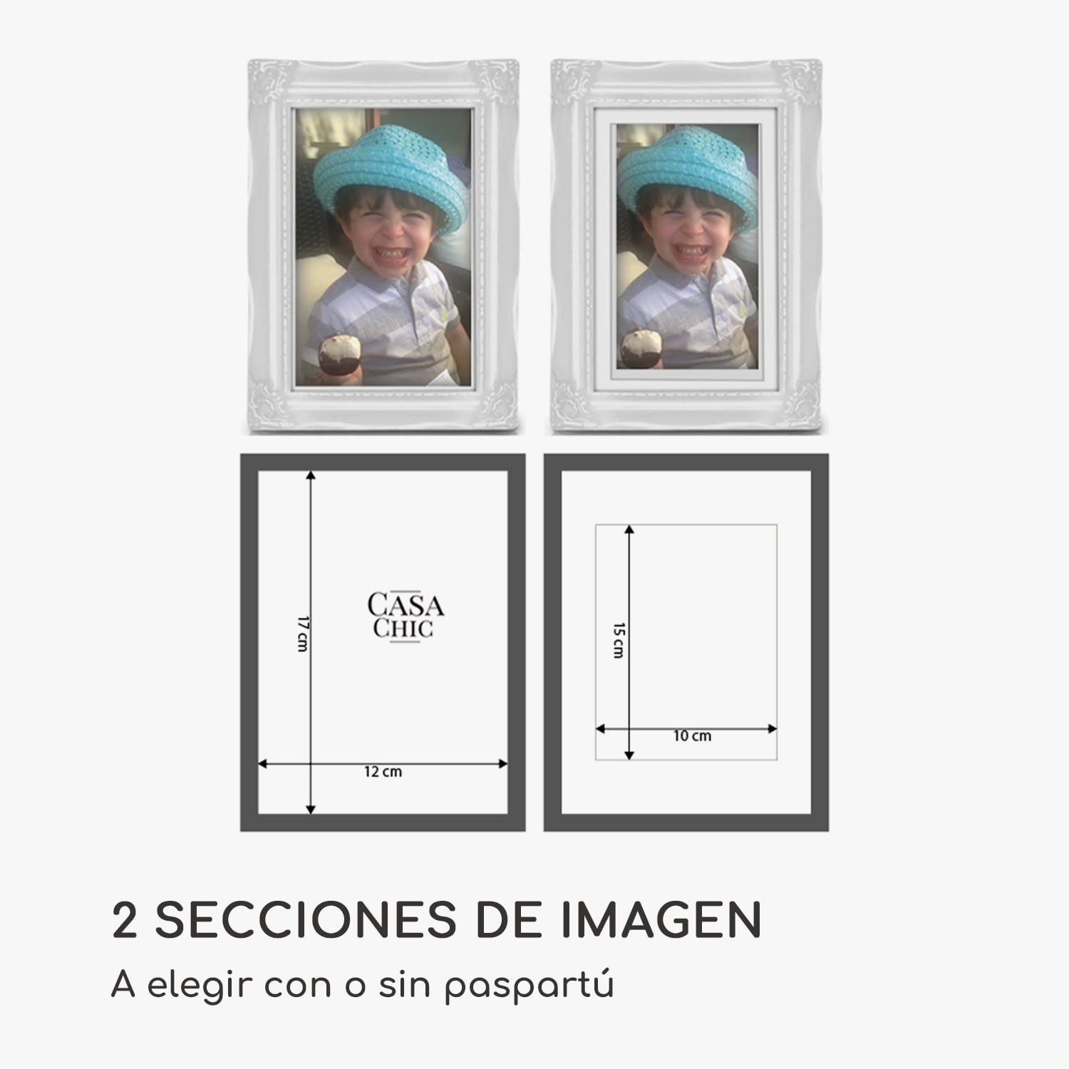 Marco de fotos Regent Rectangular 17 x 12 cm Fotos Paspartú Cristal Rococó