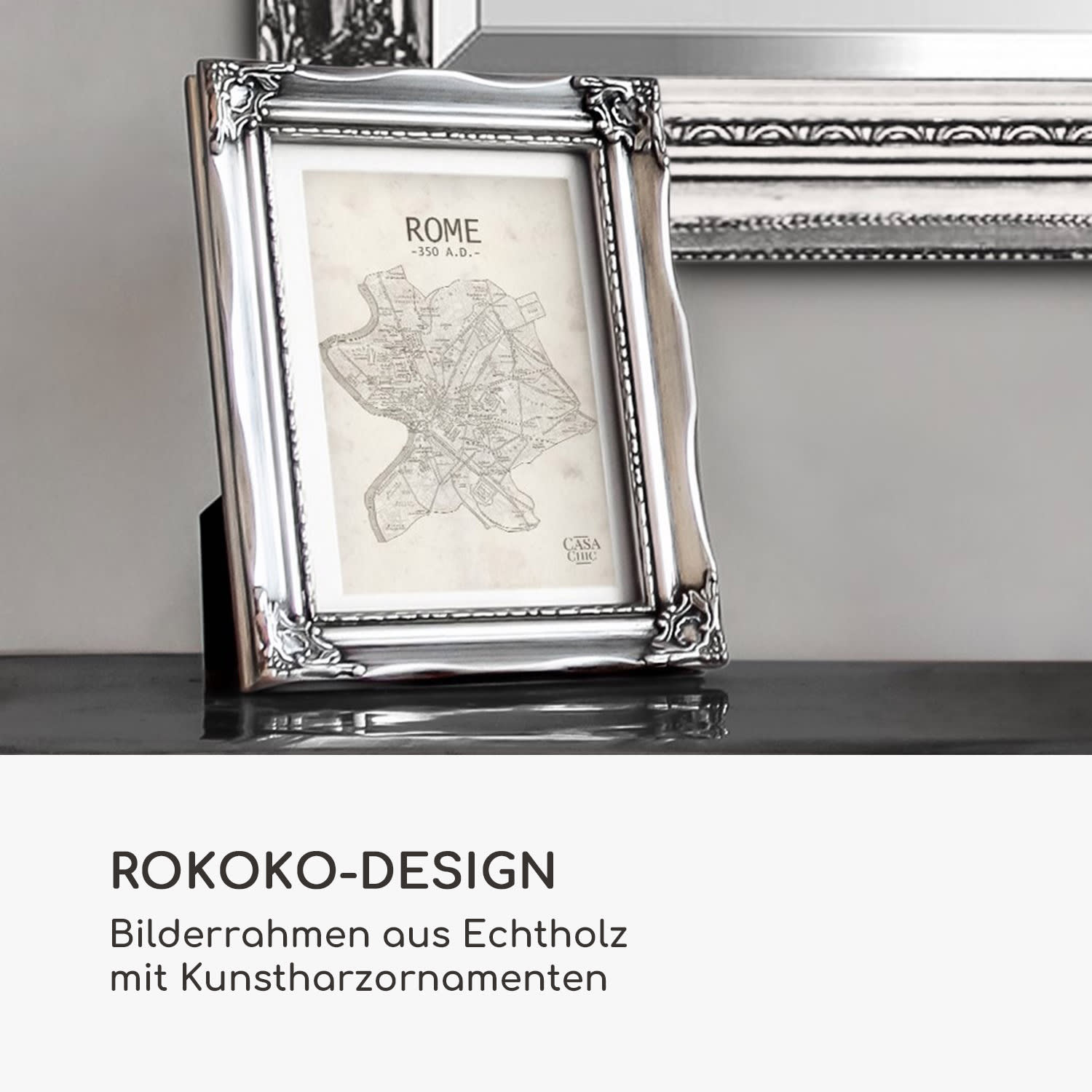 Regent Bilderrahmen rechteckig A4 Fotos Passepartout   Glas Rokoko 