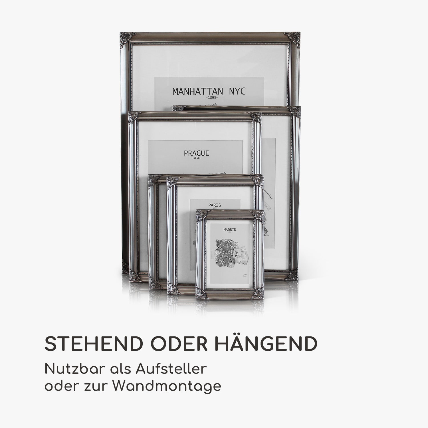 Regent Bilderrahmen rechteckig A4 Fotos Passepartout   Glas Rokoko 