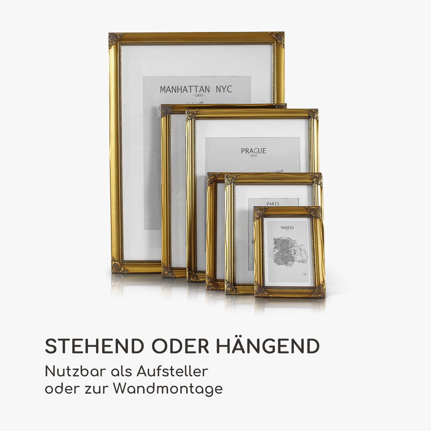 Regent Bilderrahmen rechteckig A4 Fotos Passepartout   Glas Rokoko 