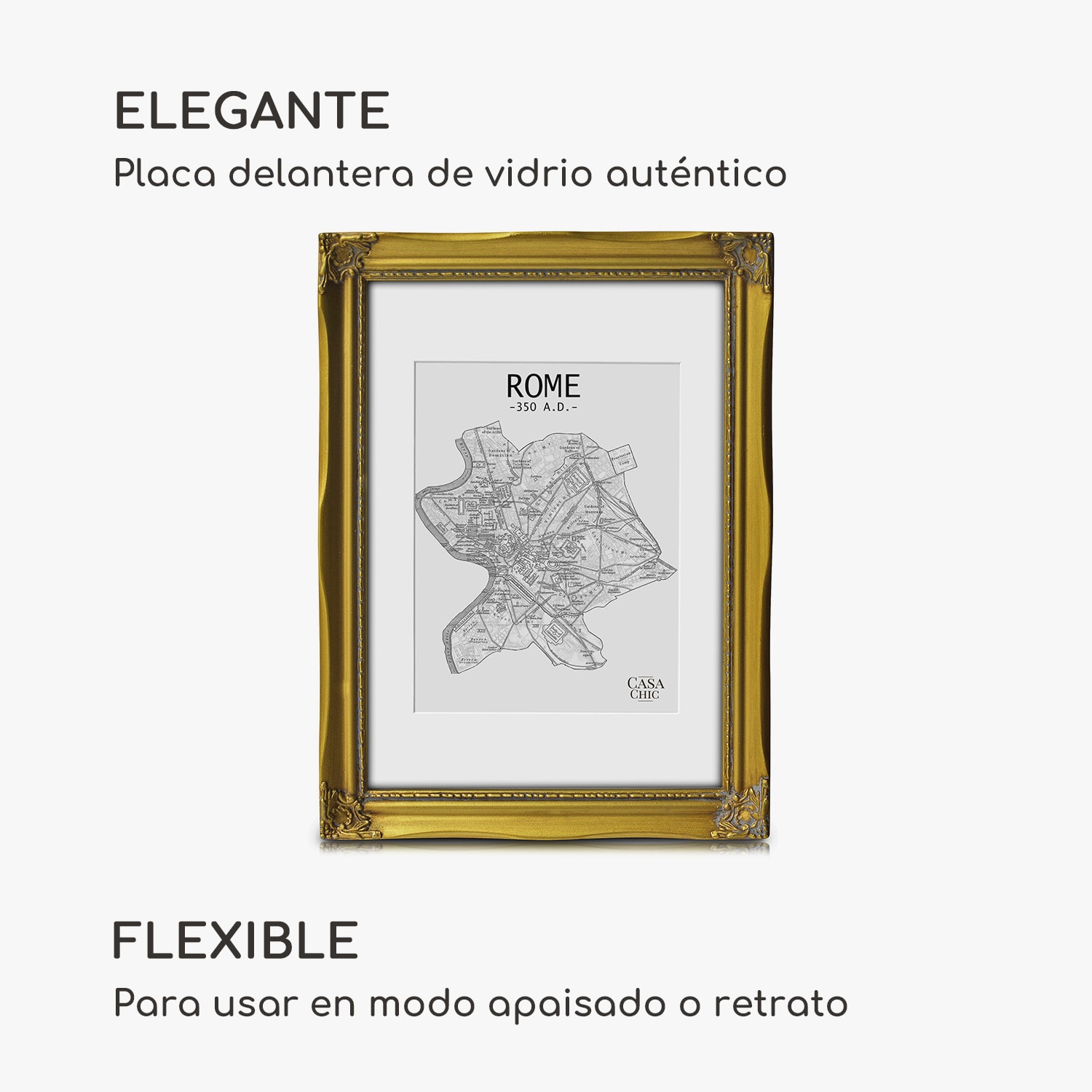 Marco de fotos Regent Rectangular A4 Fotos Paspartú Cristal Rococó 