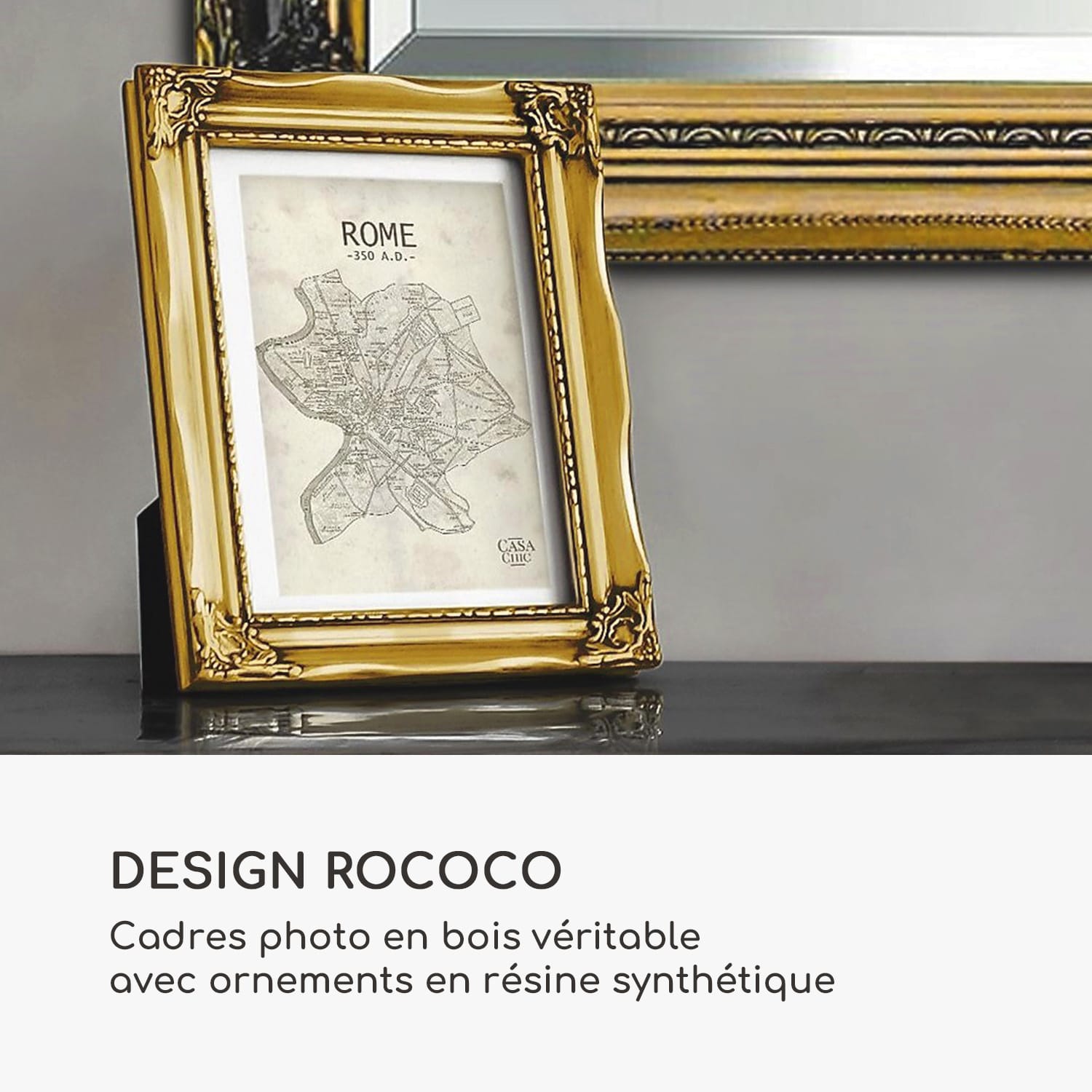 Regent fotolijst rechthoekig A4 foto's passe-partout glas rococo 