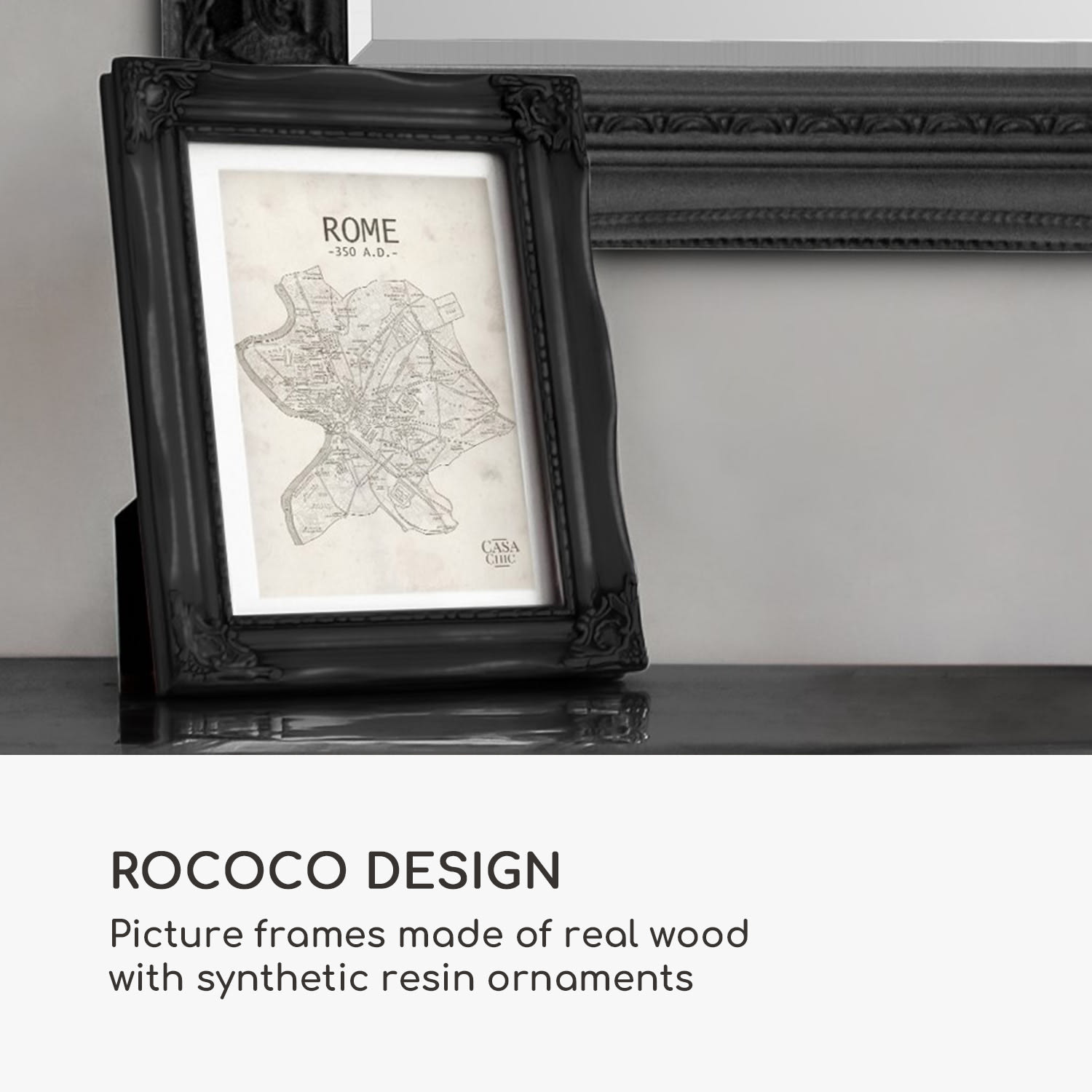 Regent, okvir za slike, pravokoten, A4 fotografije, paspartu, steklo, rokoko 