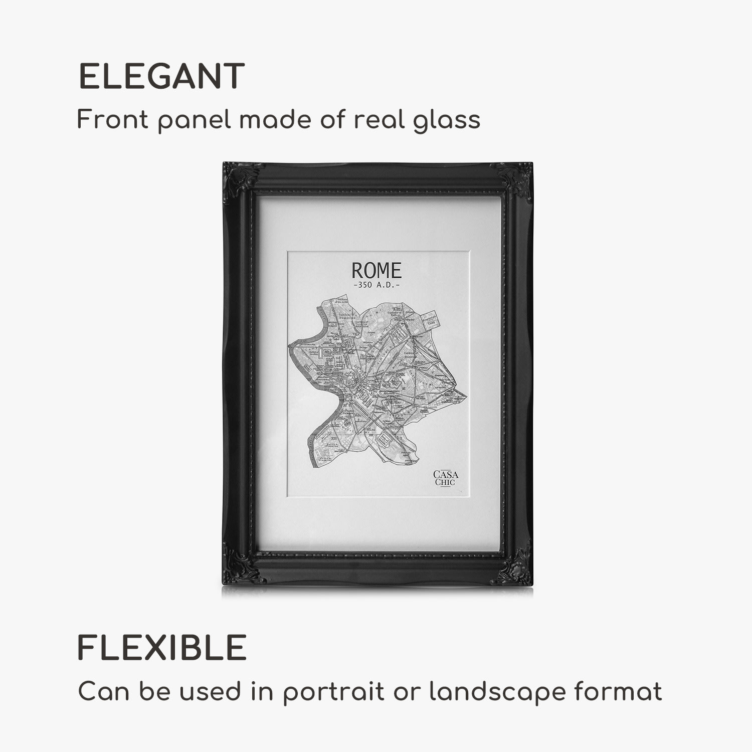 Regent, okvir za slike, pravokoten, A4 fotografije, paspartu, steklo, rokoko 