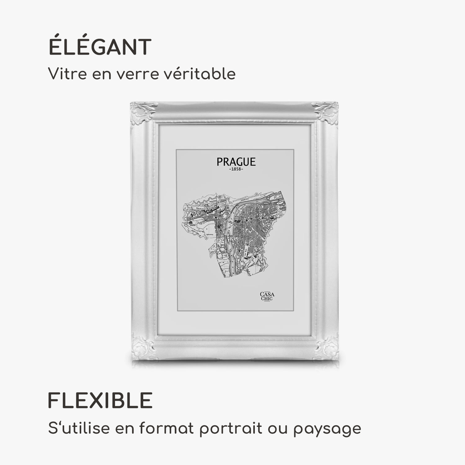 Regent cadre photo rectangulaire 25 x 20 cm photos passe-partout verre rococo 