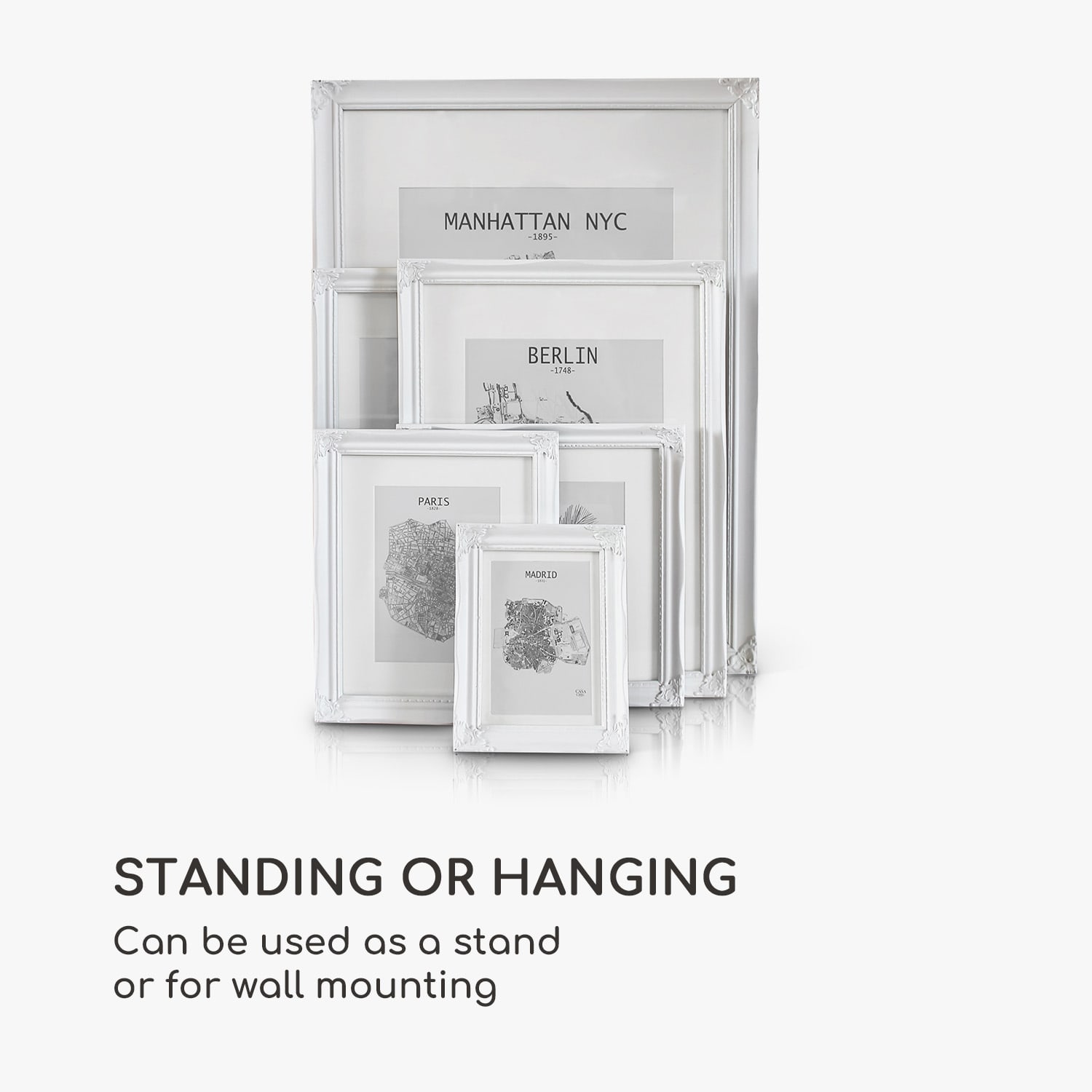 Regent, рамка за картина, правоъгълна, 25 × 20 cm снимки, паспарту, стъкло, рококо Бял