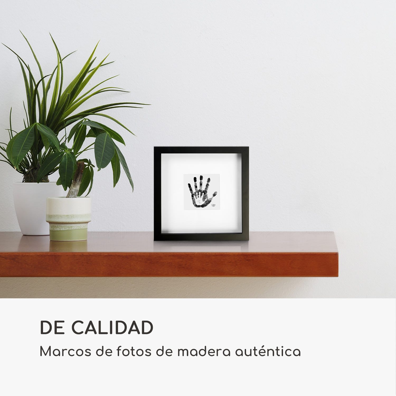 Marco de fotos Camden 23 x 23 cm y 10 x 10 cm Paspartú Madera real Negro