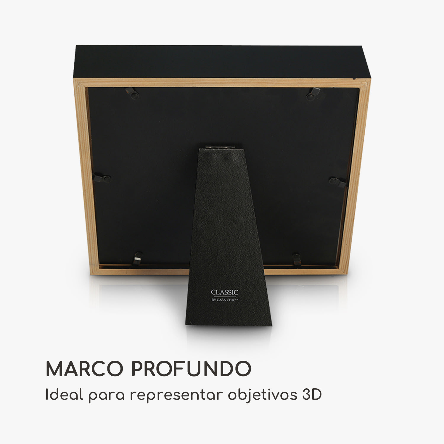 Marco de fotos Camden 23 x 23 cm y 10 x 10 cm Paspartú Madera real Negro