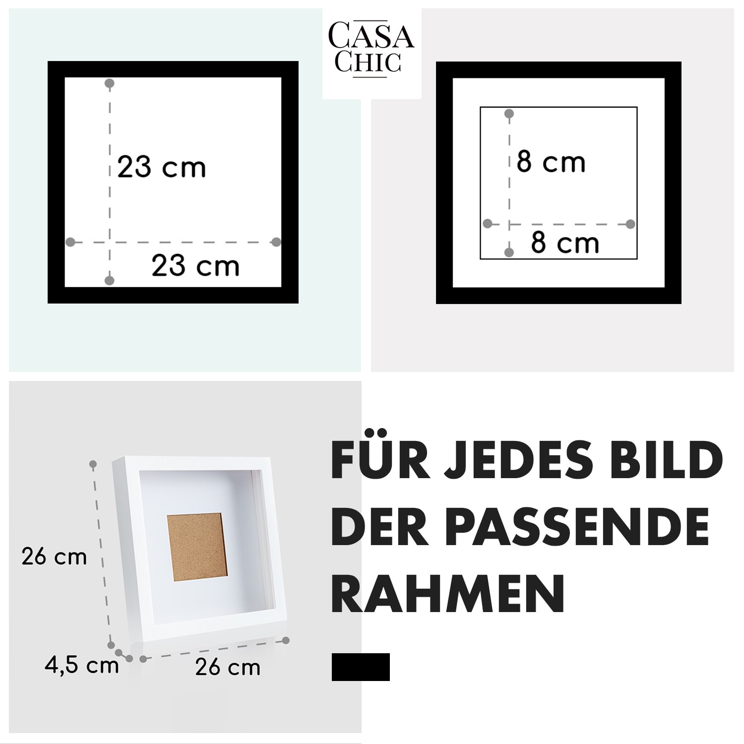 Camden Bilderrahmen 23 x 23 cm und 10 x 10 cm Passepartout Echtholz