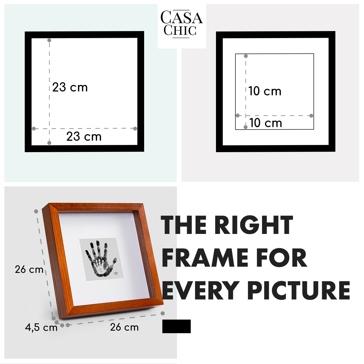 Camden, rám na obrázky, 23 x 23 cm a 10 x 10 cm, pasparta, pravé drevo  Hrdza