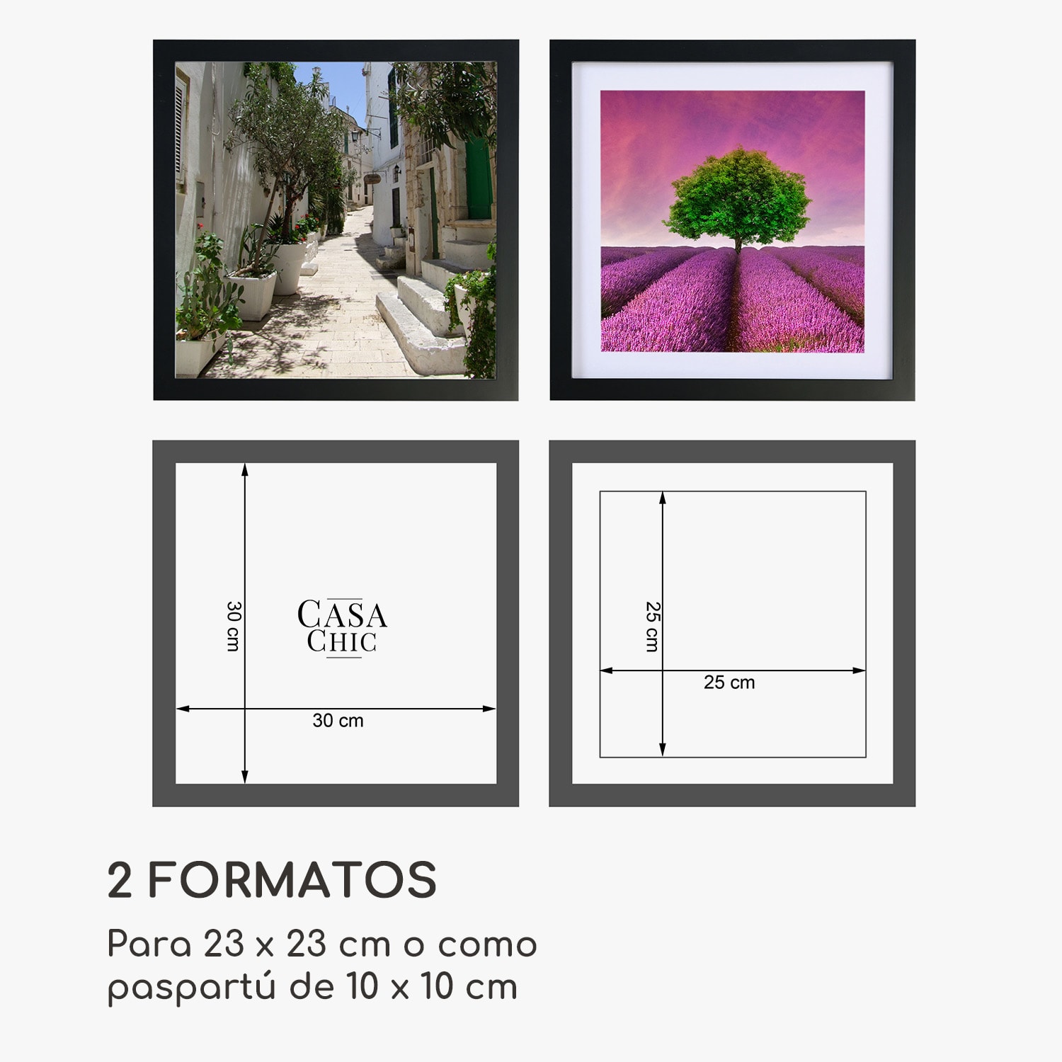 Marco de fotos Camden 23 x 23 cm y 10 x 10 cm Paspartú Madera real  Turquesa