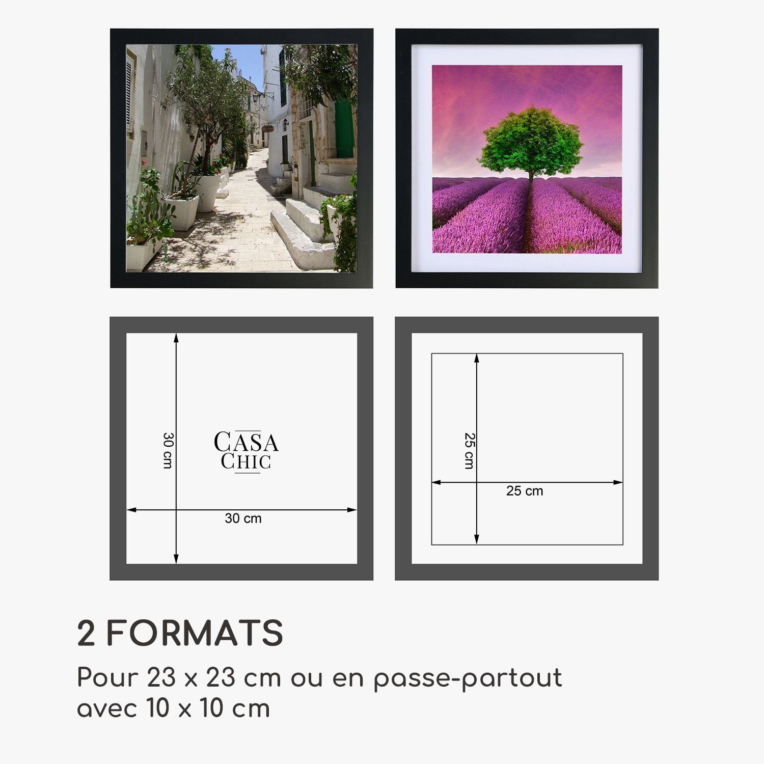 Camden Cadre photo 23 x 23 cm et 10 x 10 cm passe-partout bois véritable