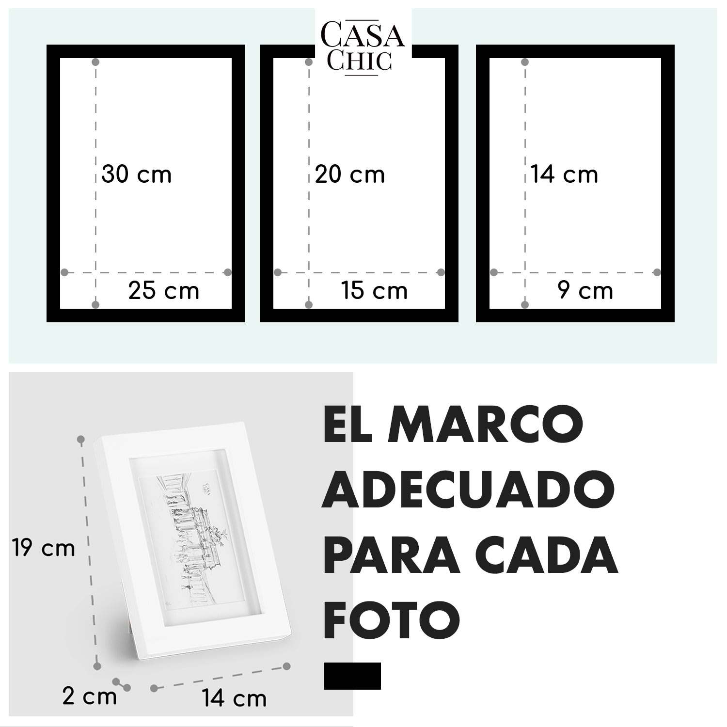 Chalcot Set de 7 marcos de fotos de 3 tamaños rectangulares paspartú de madera auténtica  Blanco