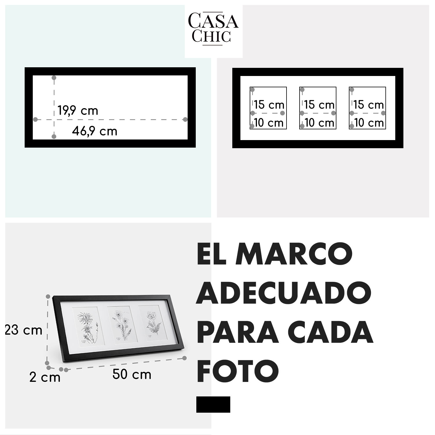 Marco de fotos Moorgate Rectangular 3 fotos 15 x 10 cm Madera Paspartú