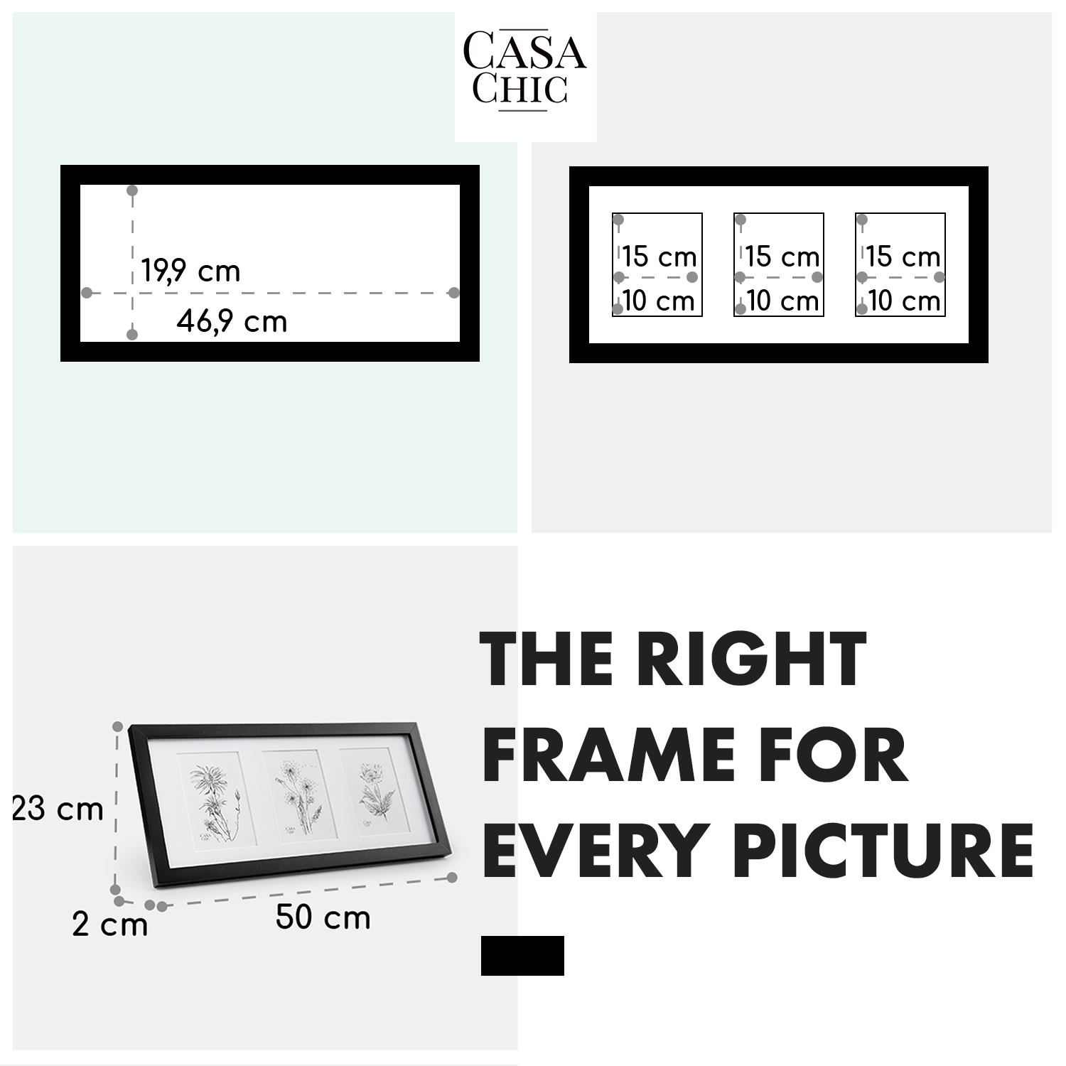Moorgate, obdĺžnikový obrazový rám, 1 rám na 3 obrázky, 15 x 10 cm, pasparta, drevo 