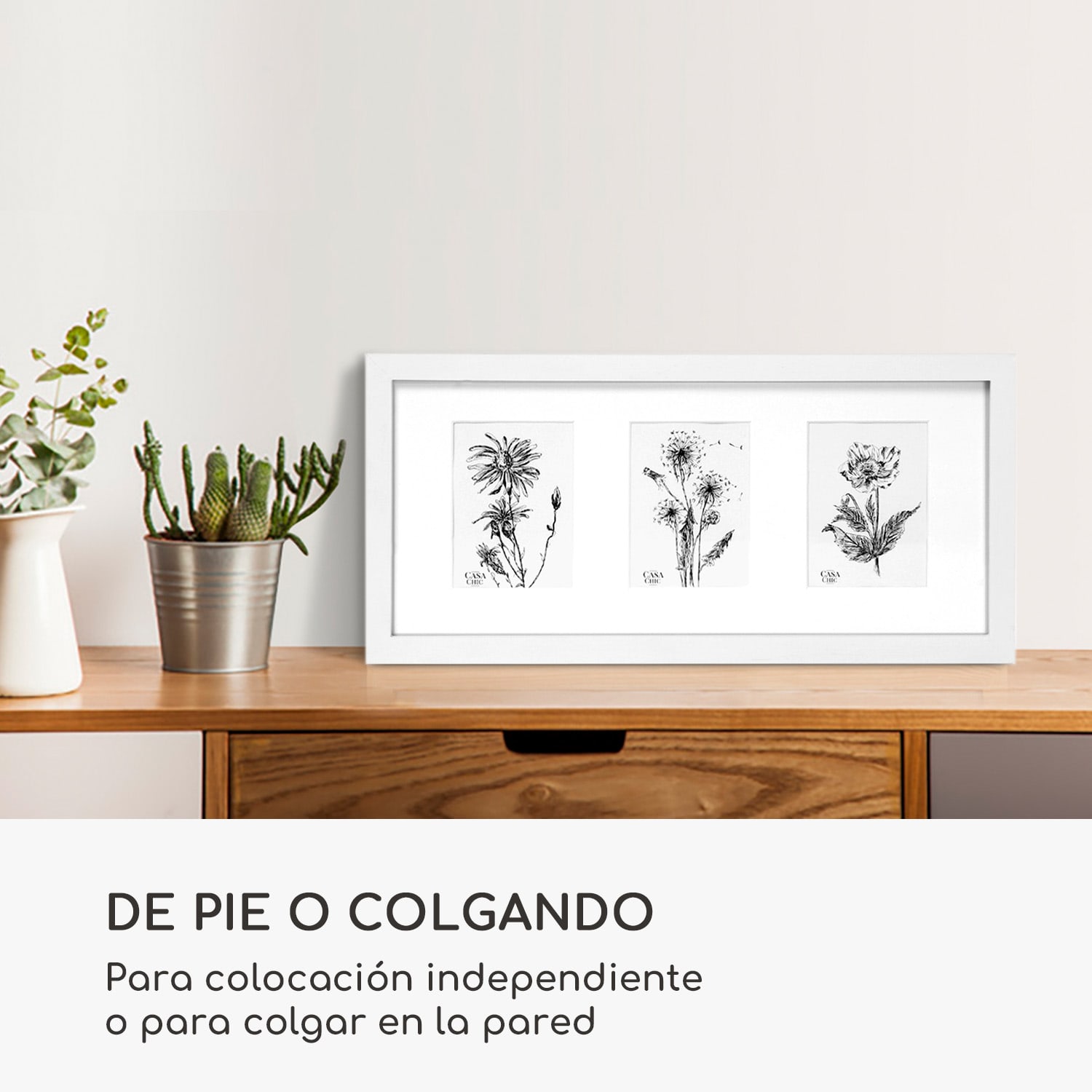 Marco de fotos Moorgate Rectangular 3 fotos 15 x 10 cm Madera Paspartú