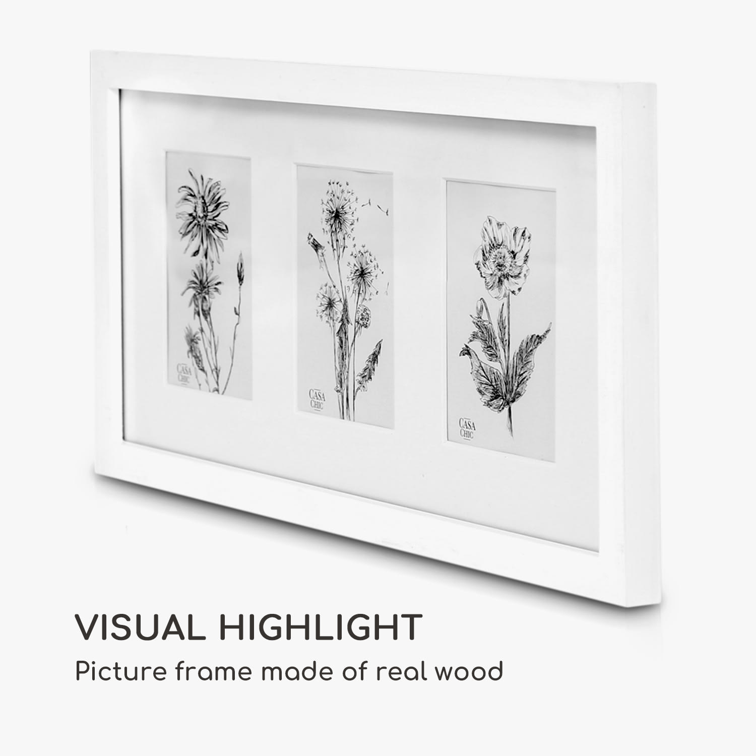 Moorgate, téglalap alakú képkeret, 1 keret 3 képhez, 15 x 10 cm, szerelt, fa