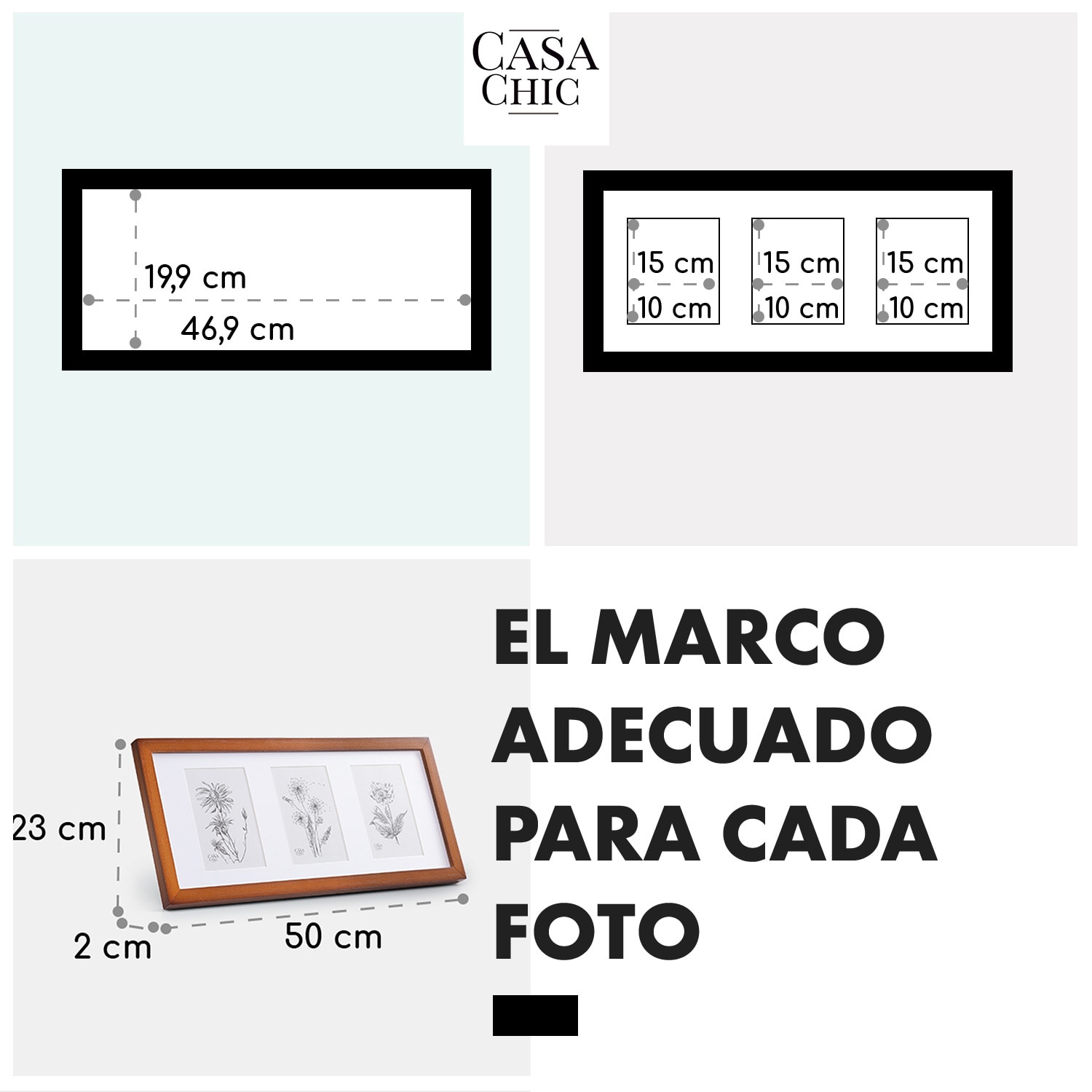 Marco de fotos Moorgate Rectangular 3 fotos 15 x 10 cm Madera Paspartú 