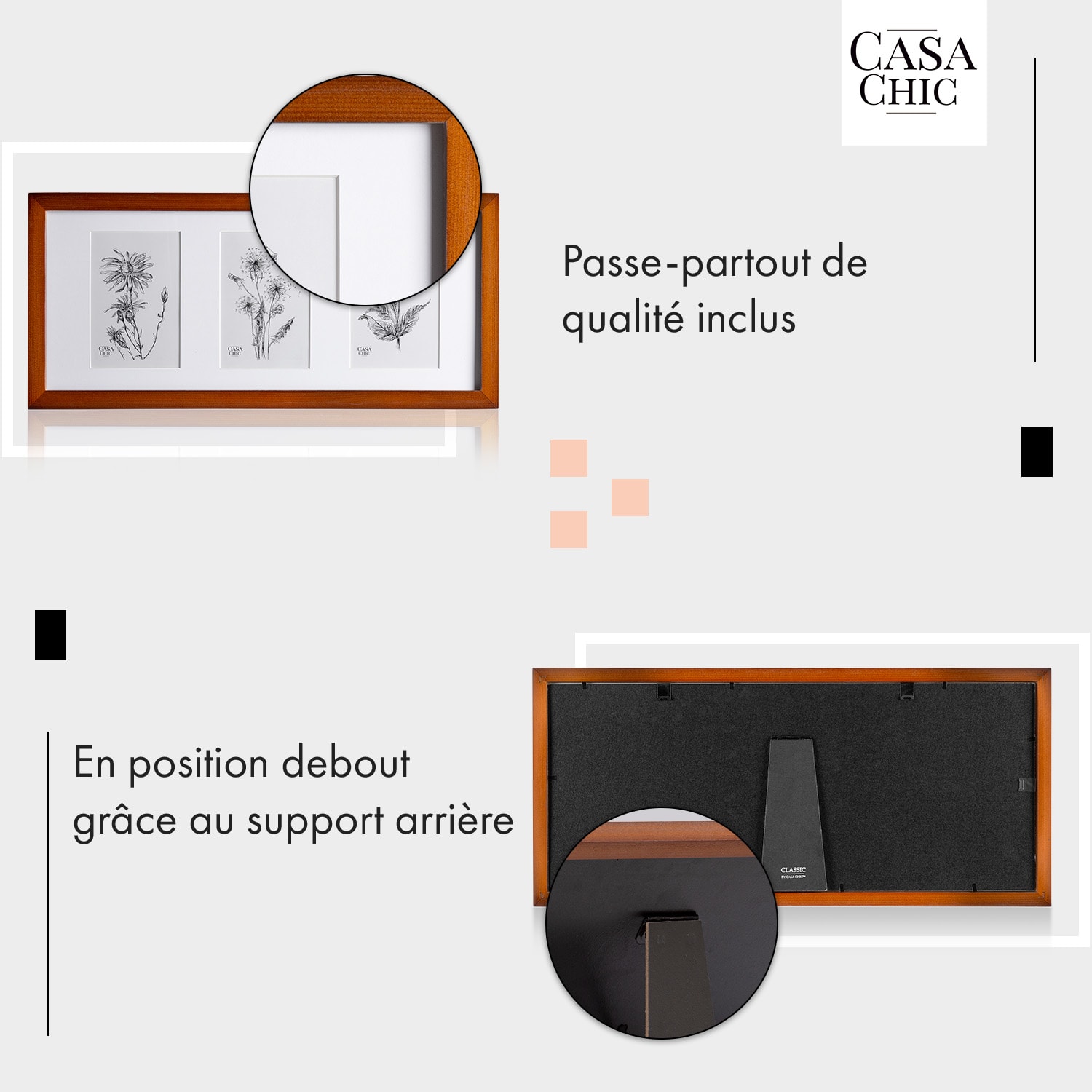 Moorgate cadre photo rectangulaire 3 cadres 15 x 10 cm passe-partout bois 