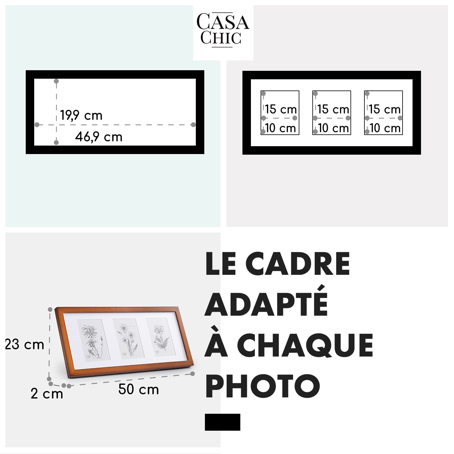 Moorgate cadre photo rectangulaire 3 cadres 15 x 10 cm passe-partout bois 