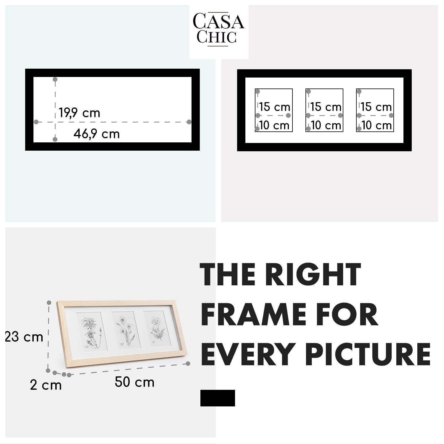 Moorgate, obdĺžnikový obrazový rám, 1 rám na 3 obrázky, 15 x 10 cm, pasparta, drevo 
