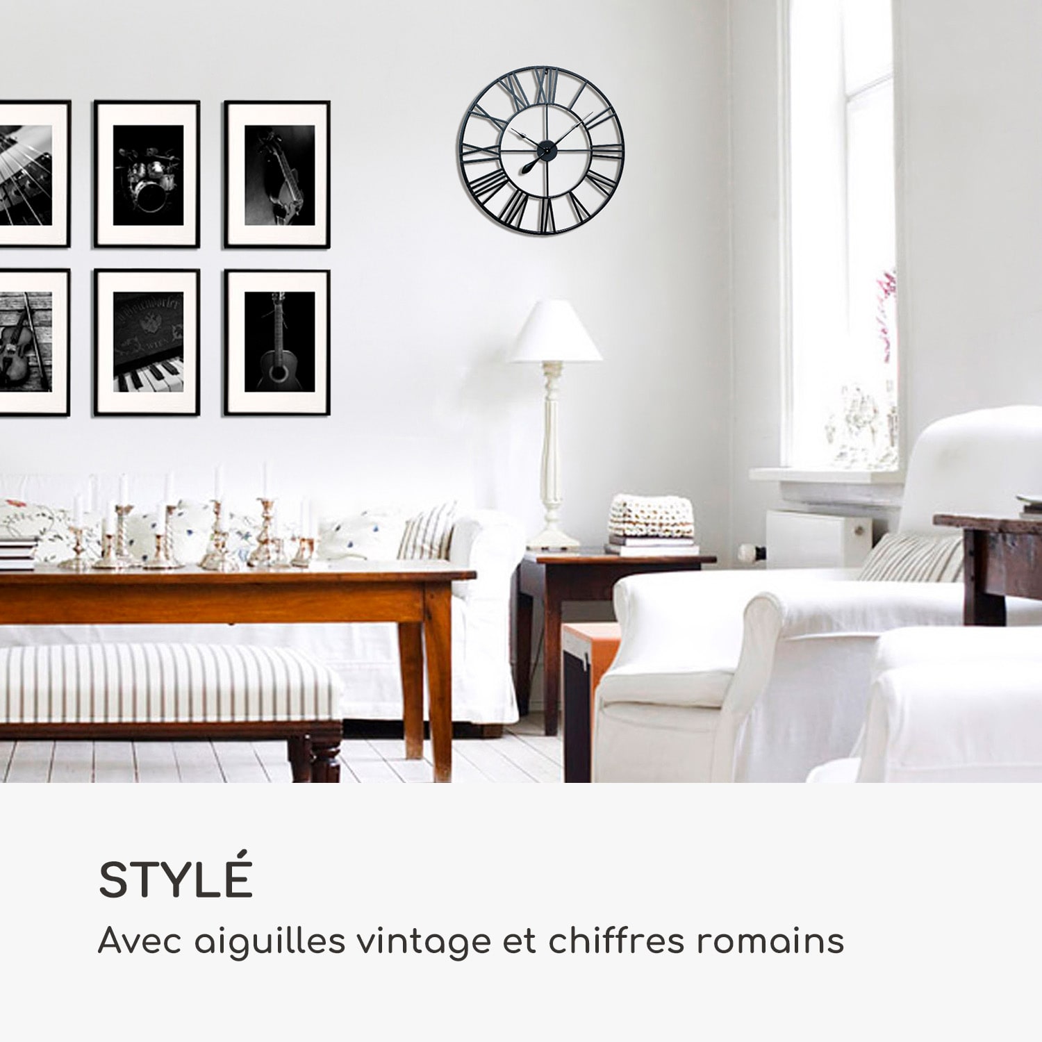 Queensway 60 Horloge murale cadre métallique silencieux Ø 60 cm