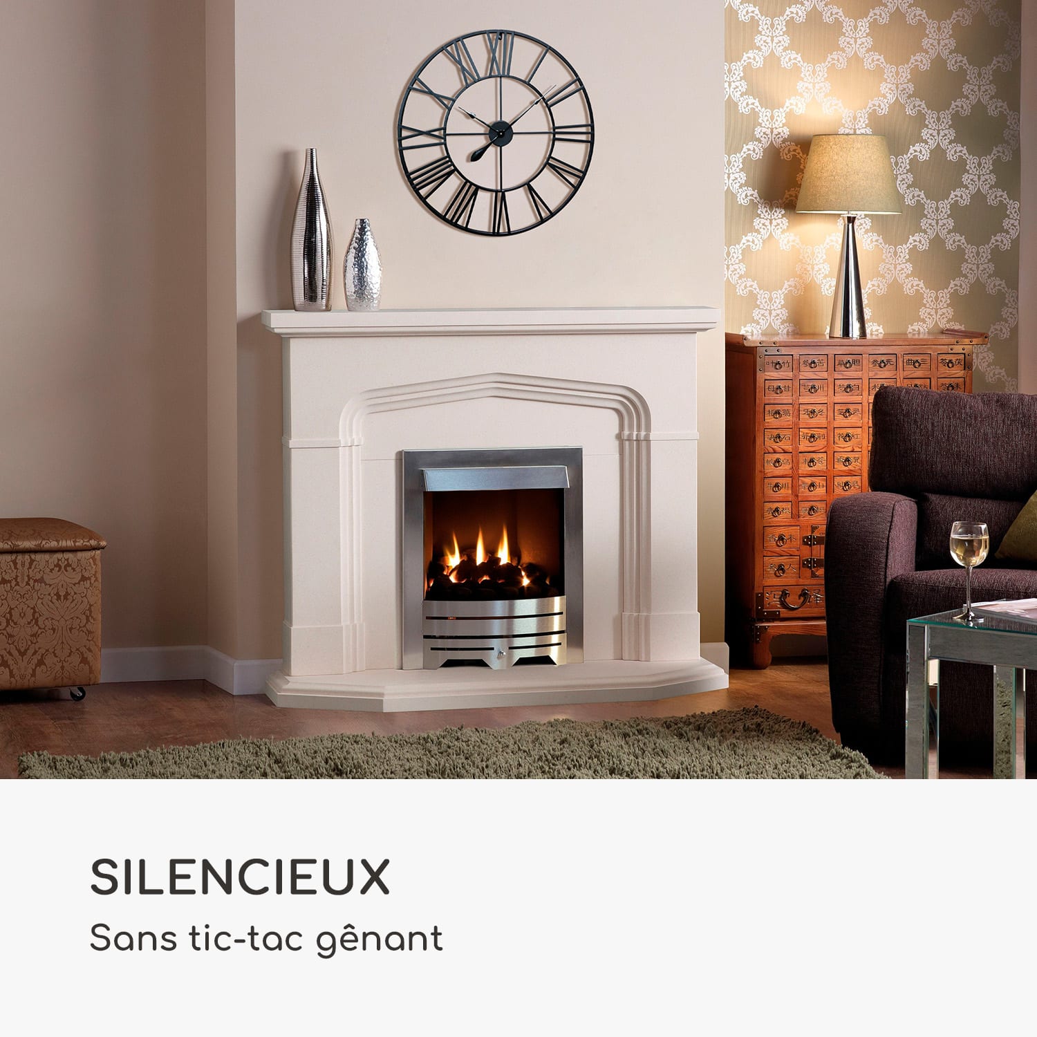 Queensway 60 Horloge murale cadre métallique silencieux Ø 60 cm